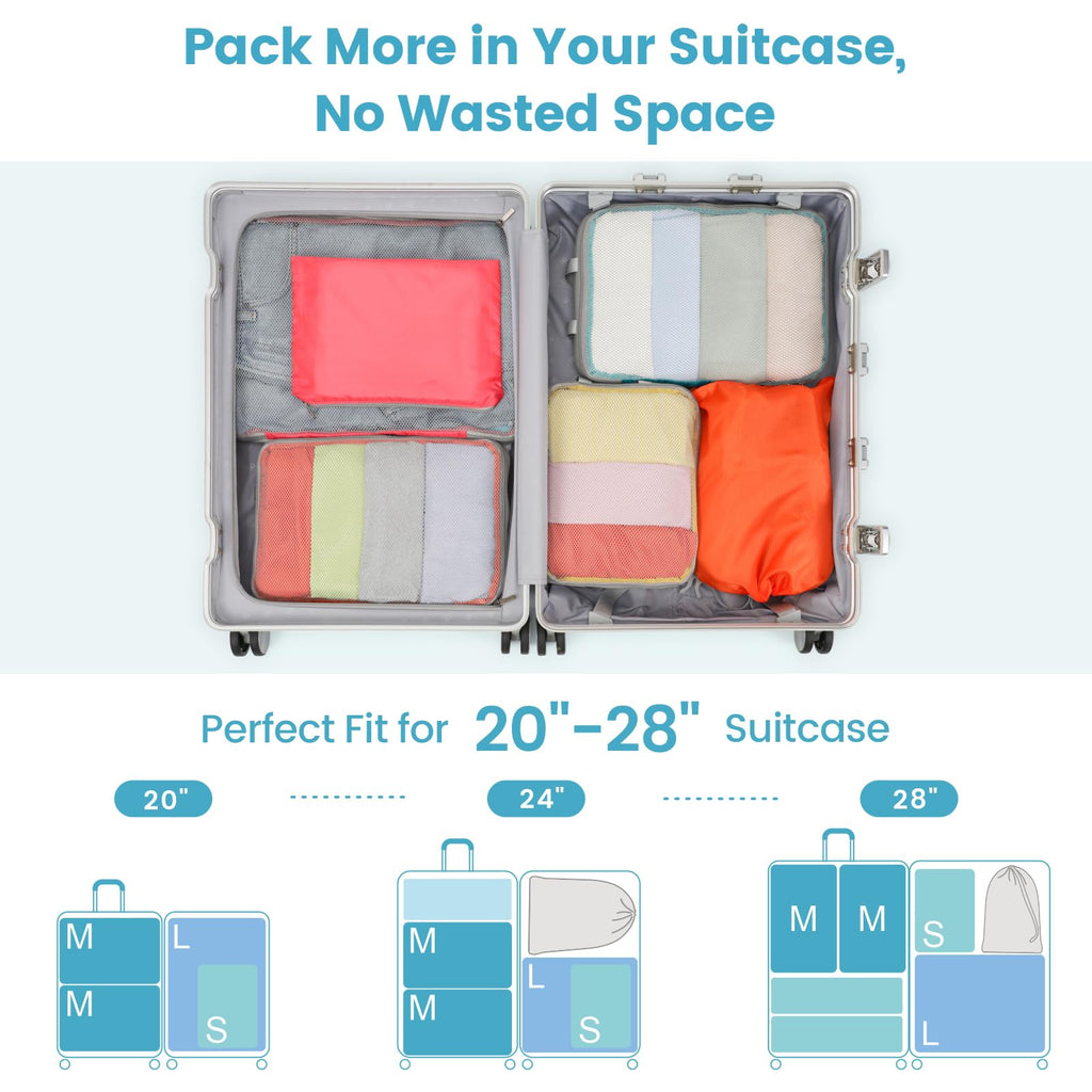 Cambond Compression Packing Cubes for Travel - Lightweight Expandable Travel Bags Luggage Organizers Travel Essentials Compression Cubes for Travel Space Saver for Carry on Suitcases Organizer