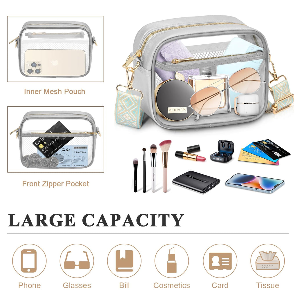 KETIEE Clear Crossbody Bag, Stadium Approved Clear Purse Bag for Concerts Sports Events Festivals