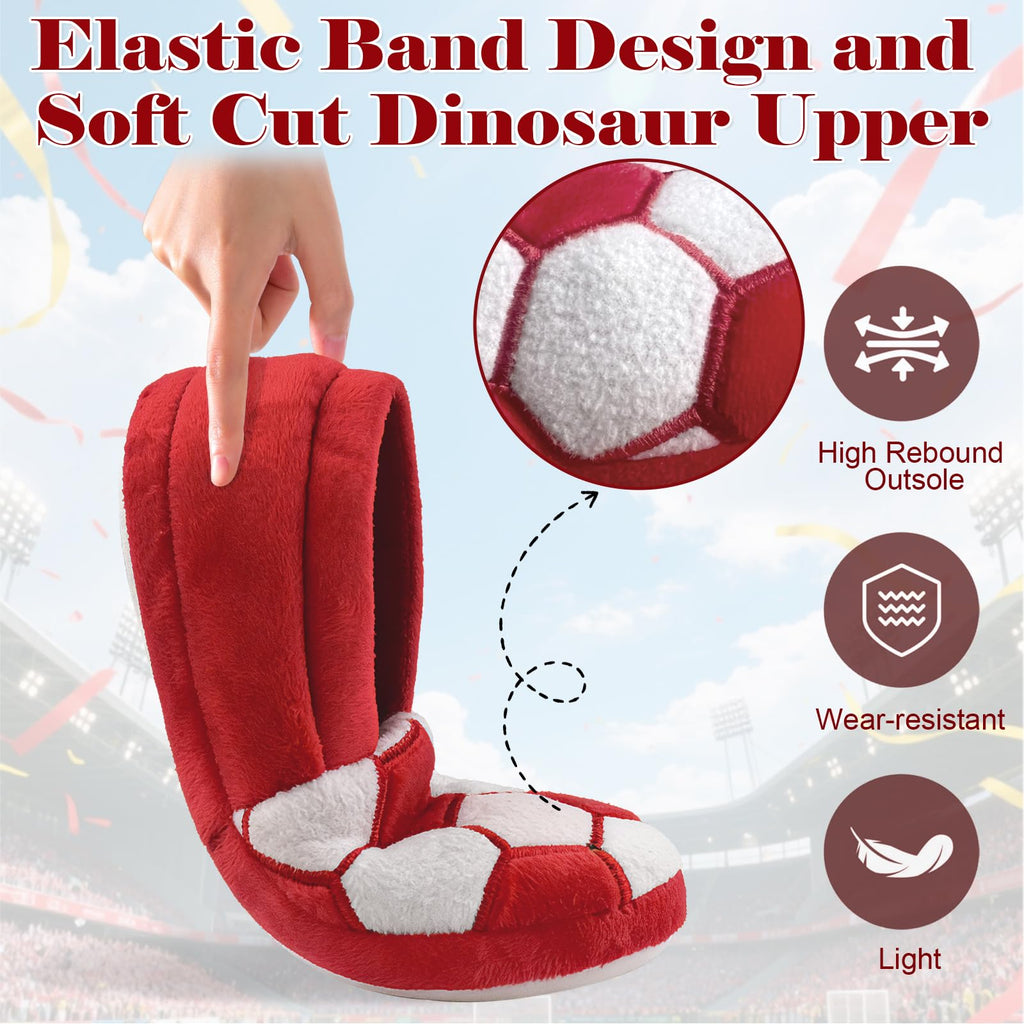 Little Kids Big Boys Warm Slippers with Soft Memory Foam Slip-on Indoor Football Slippers
