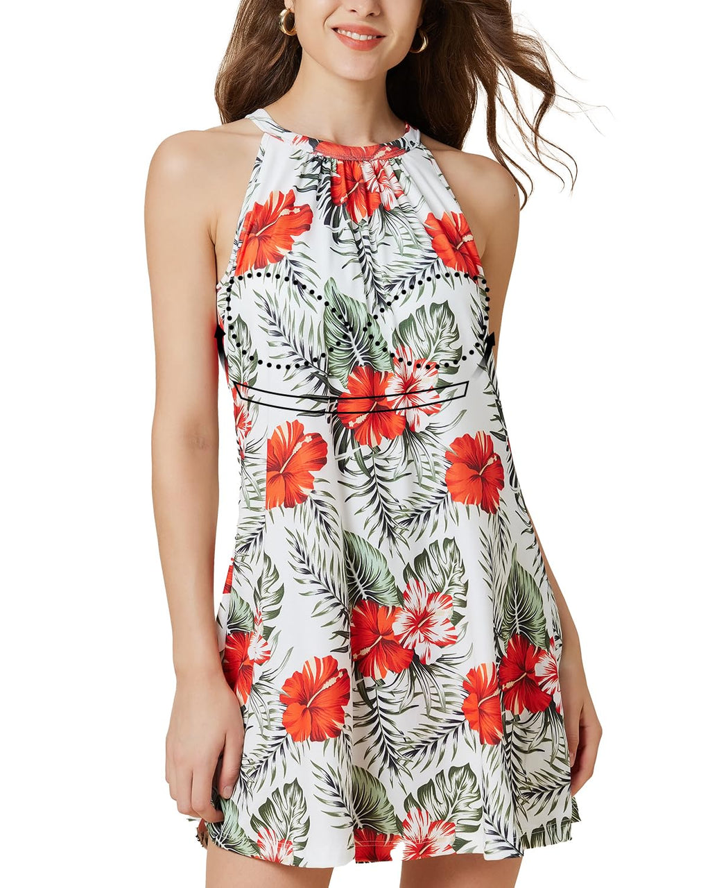 ANYFITTING Summer Dress with Built in Bra Casual Beach Sundress Flowy Halter Mini Short Dresses for Women 2026