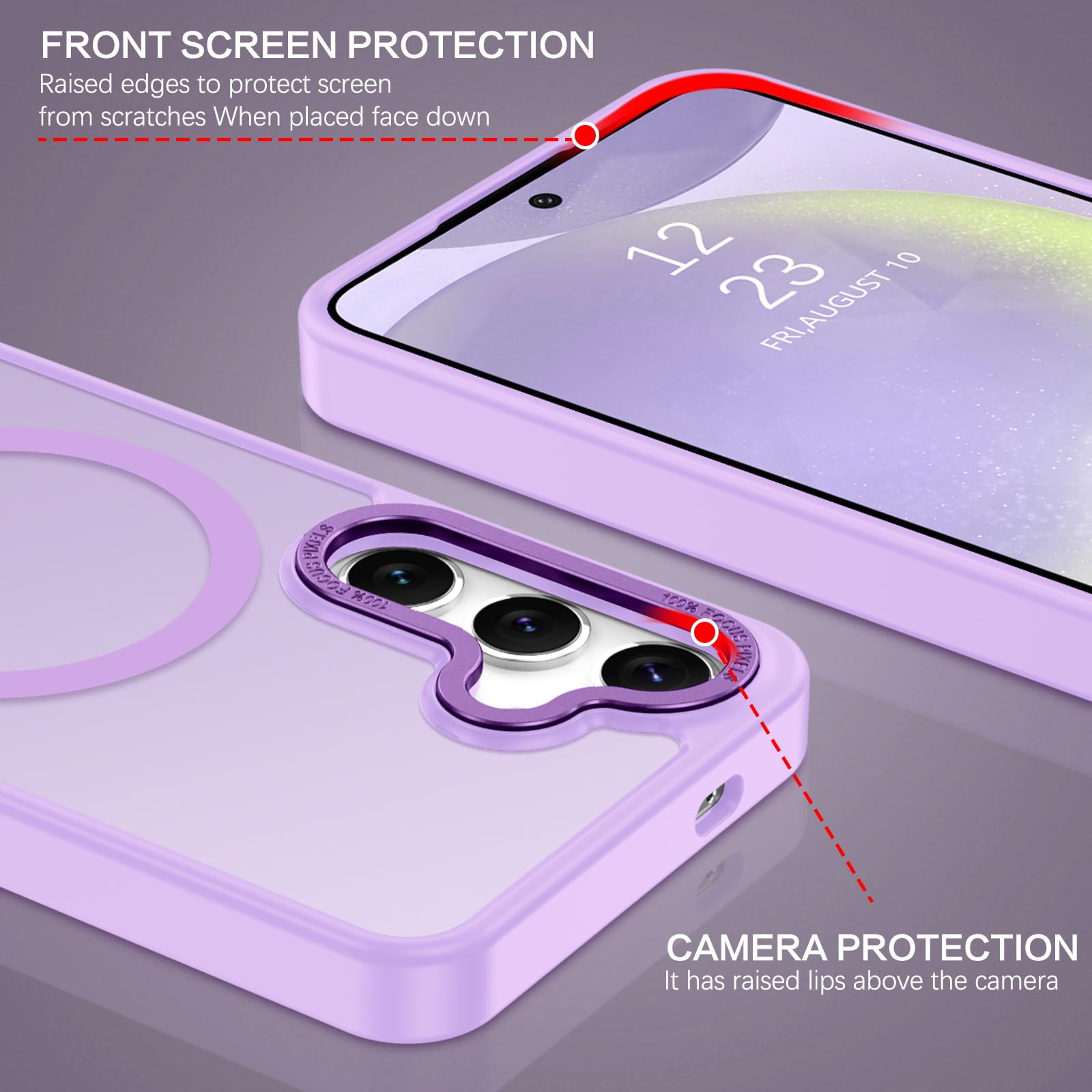 BENTOBEN Magnetic for Samsung Galaxy S24 Plus Case [Compatible with Magsafe] Translucent Matte Slim Thin Shockproof Anti-Yellow Women Men Protective Phone Cases Cover for Samsung S24 Plus 6.7", Black