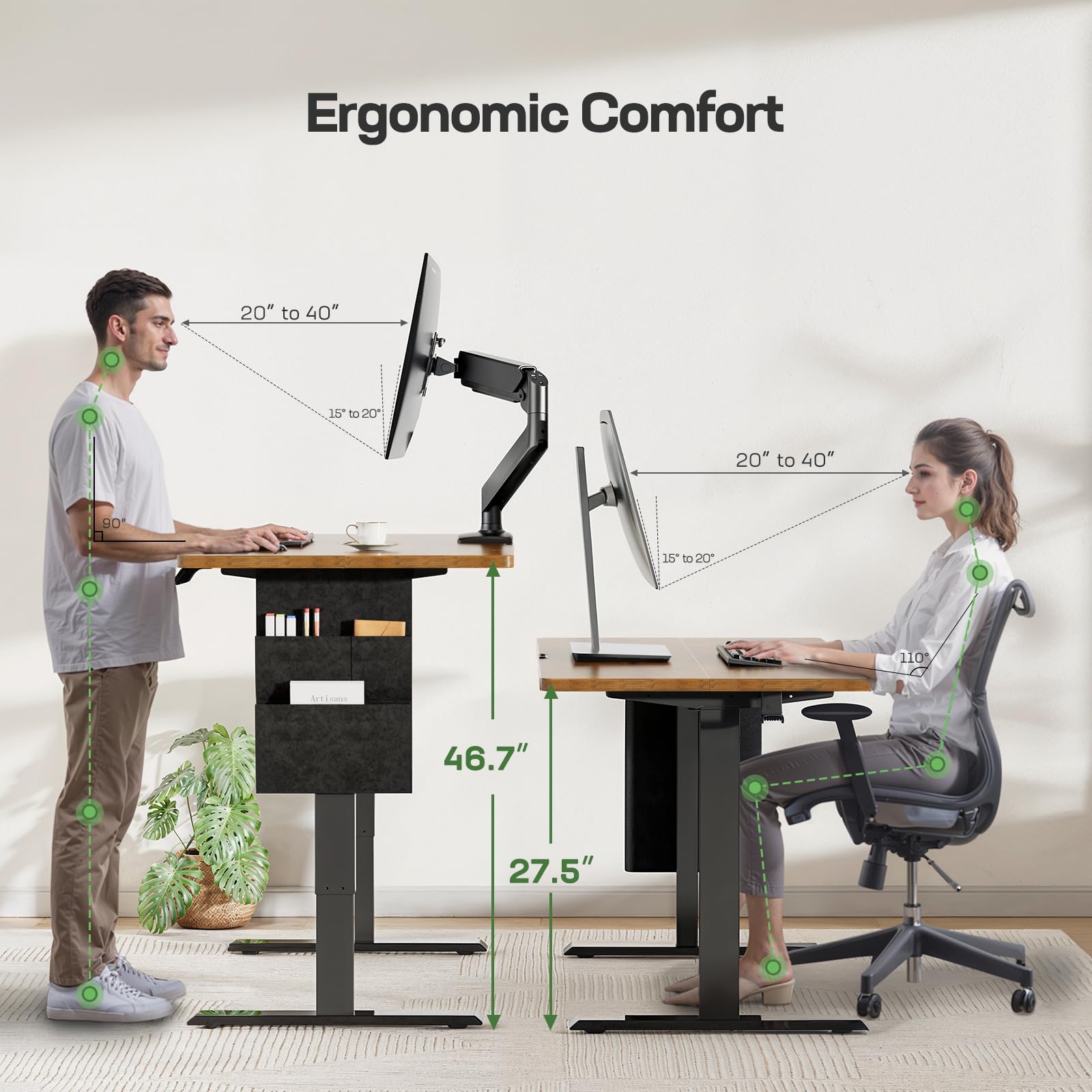 Marsail Standing Desk,Home Office Adjustable Heights Desk,Stand Up Desk,63x24 Inches Desktop Sit Stand Gaming Computer Desk for Study,Writing with 4 Memory Presets,Headphone Hook,Cable Organizer