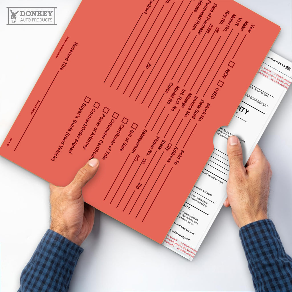 Printed Vehicle Deal Envelopes 9x12 Deal Jackets (100 shrink wrapped) (Blue)