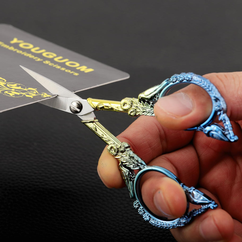 YOUGUOM Small Craft Scissors, Little Travel Sharp Embroidery Scissors All Purpose, Straight Tips Mini Sewing Shears, Precision Detail Thread Cutting Snips