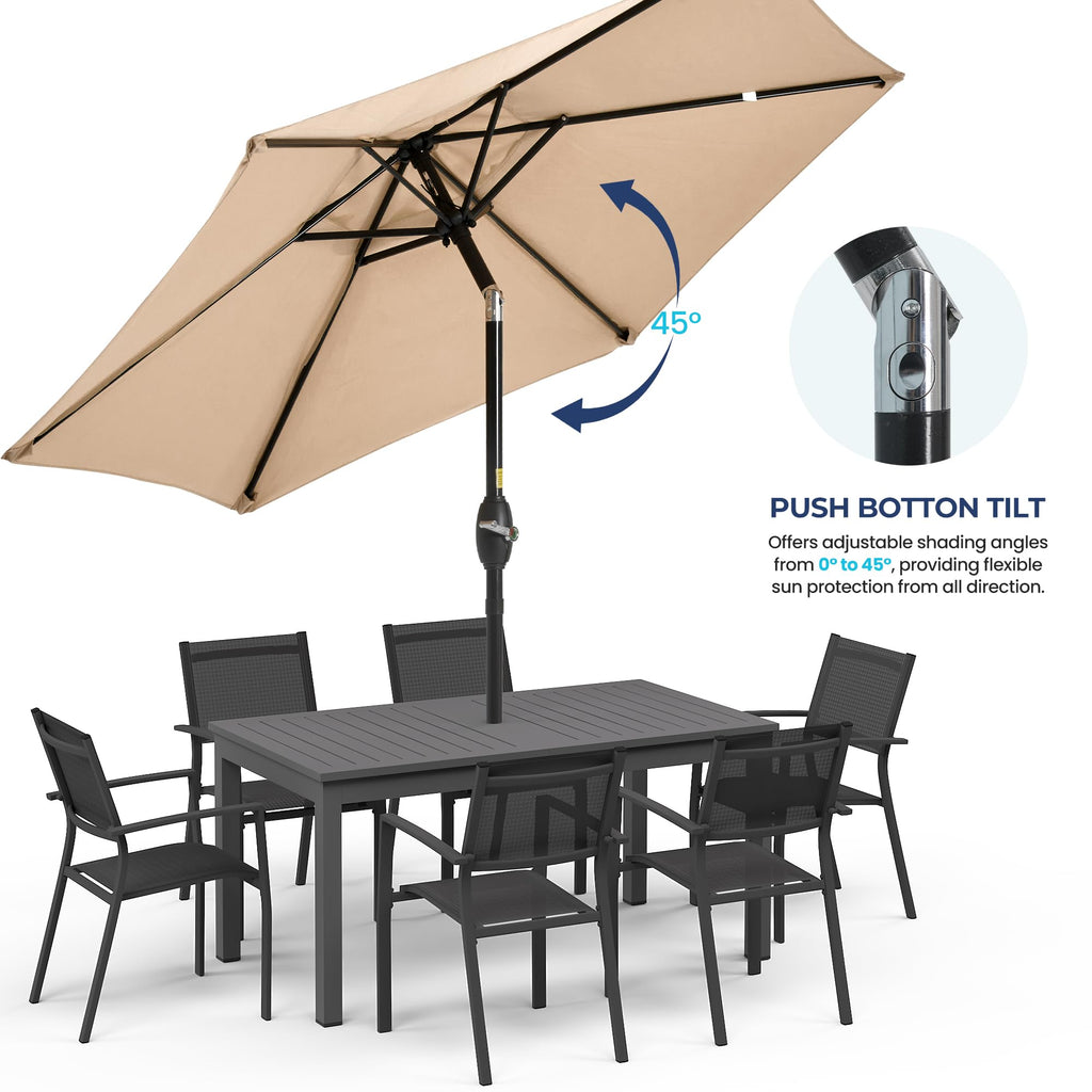 SUNVIVI OUTDOOR Outdoor Patio Umbrella, Patio Umbrella, Market Umbrella, Large Outdoor Umbrella, Metal Pole Umbrella with Push Button Tilt and Crank, Polyester Canopy