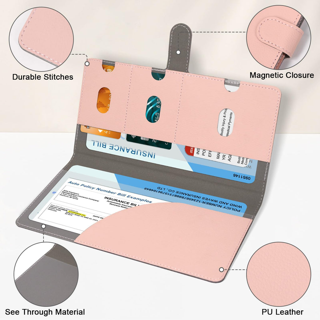 RSAquar Car Registration and Insurance Holder, Vehicle Glove Box Organizer Cool Car Accessories, Auto Truck Document Holder for Cards, Driver License, Black Glitter