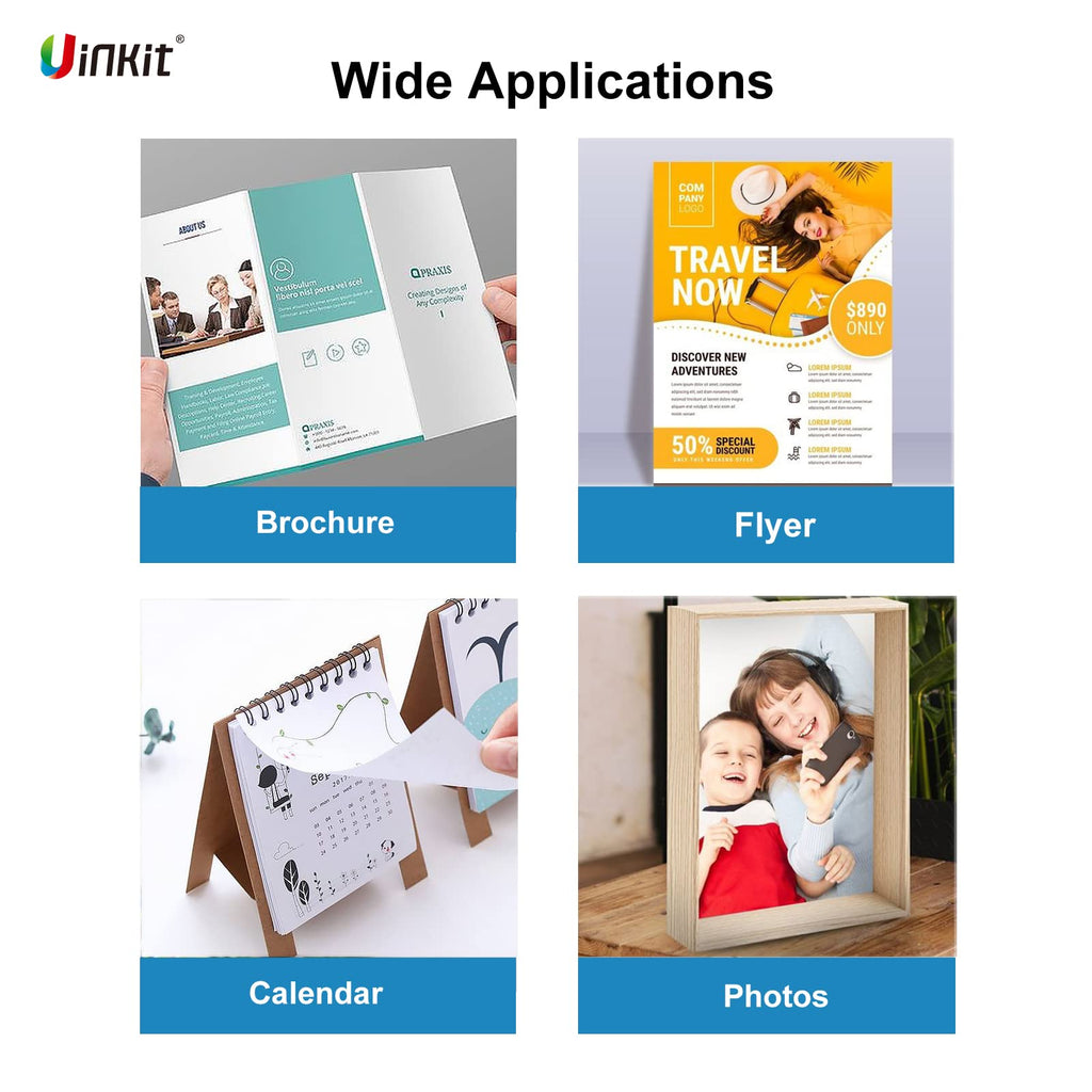 Uinkit Premium Glossy Inkjet Photo Paper - 4x6 Inch, 48lb 180gsm, 100 Sheets - Professional Photographic Quality, Dye Ink Compatible, High-Gloss Finish for Vivid Memories & Instant Prints