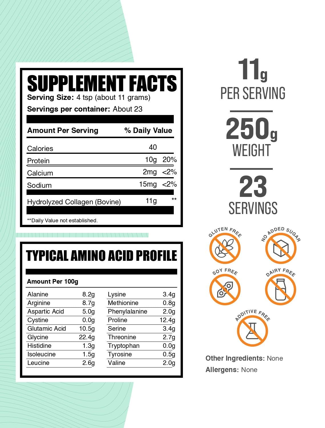 BulkSupplements.com Collagen Peptides Powder - Bovine Collagen Powder, Powdered Collagen Supplement - Hydrolyzed & Gluten Free, 11g per Serving, 500g (1.1 lbs) (Pack of 1)