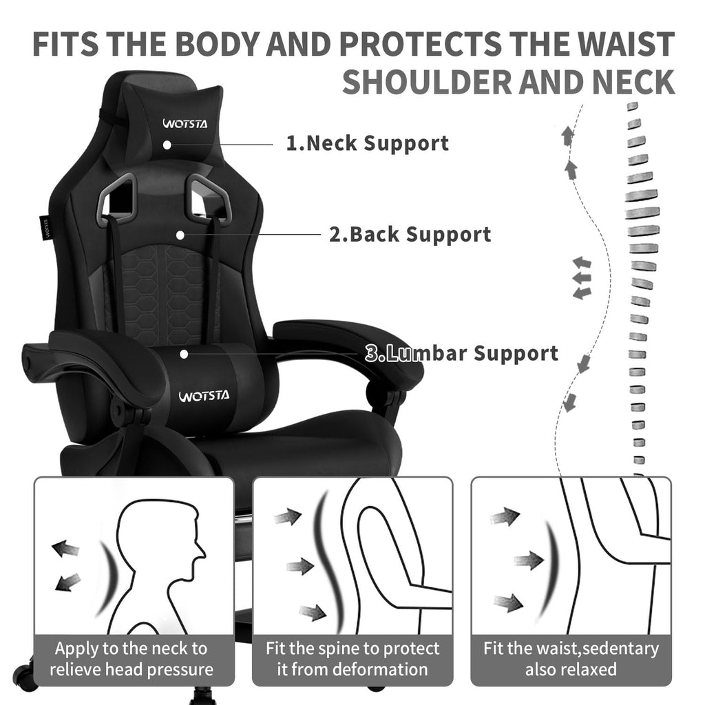Gaming Chair with Footrest,High Back with Massage Reclining Computer Chair， Big and Tall Racing Gaming Chair Ergonomic Game Chair for Adults PVC Leather (Red)