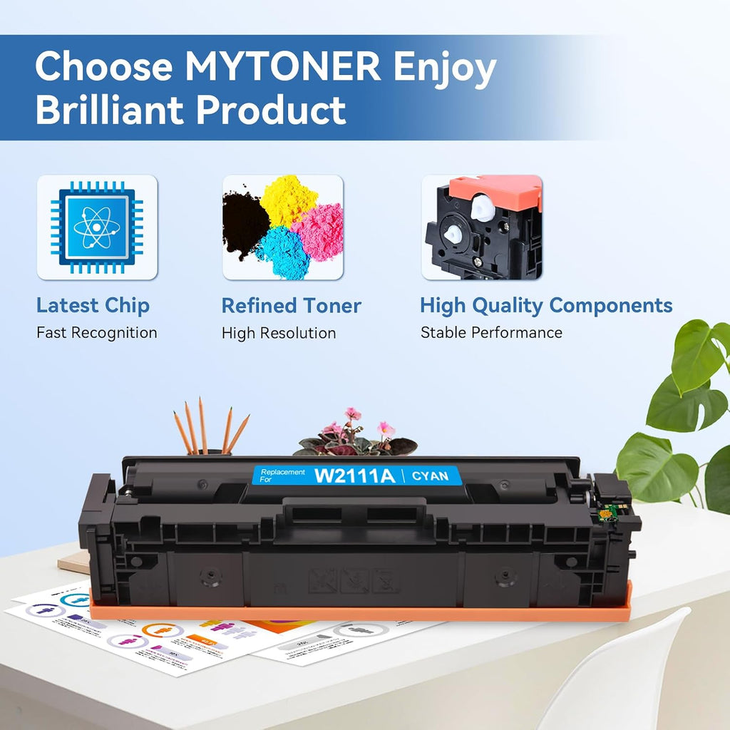 MYTONER 206A Toner Cartridges 4 Pack (with Chip) Compatible Replacement for HP 206A 206X for Color LaserJet Pro MFP M283fdw M283cdw M283fdn Pro M255dw M255nw M283 M255 Printer W2110A High Yield Ink