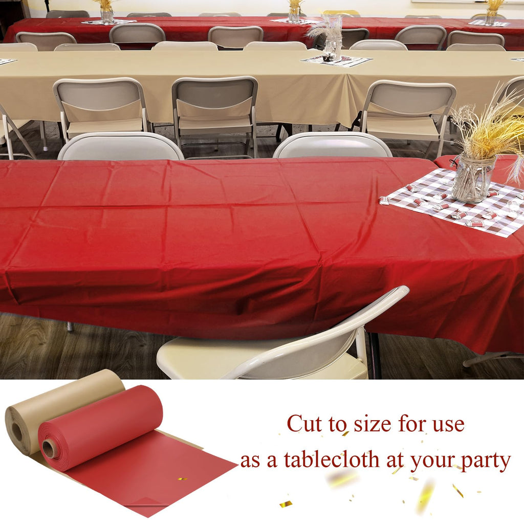 Moukeren 40'' x 100'' Circus Tablecloth Roll Carnival Tent Party Table Cover for Birthday Decorations Circus Theme Tablecloth for Backdrop Curtains Ceiling Wall Drapes Supplies(Beige, Red,4 Roll)
