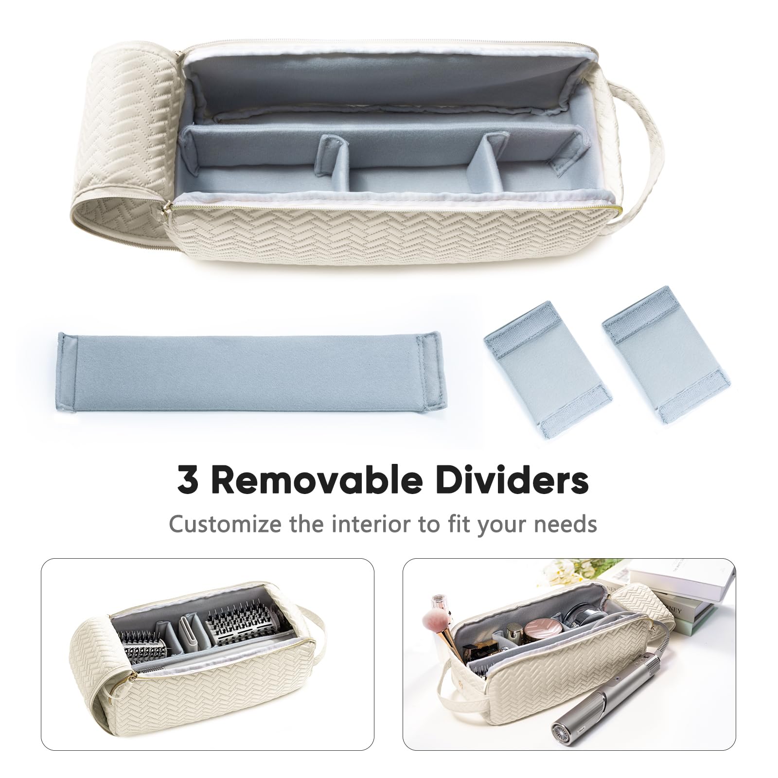 Large Hair Tools Travel Bag with Iron Mat - 2in1 Hair Tools Organizer for Hair Dryer Brush, Flat Irons, Straighteners, Curling Irons, Hair Bag, Makeup Bag, Cosmetic Bag for Travel Essentials