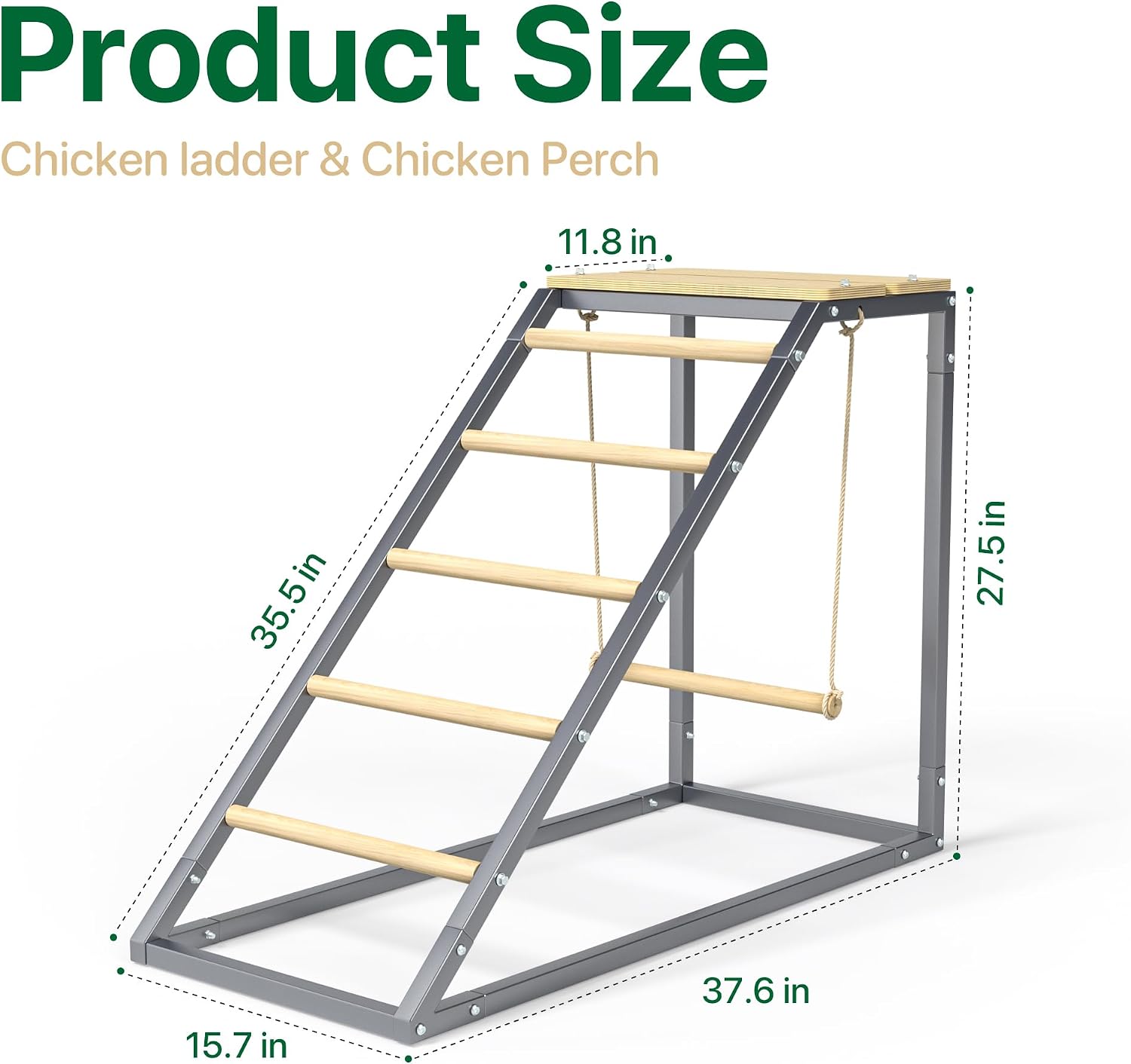 Chicken Coop Roosting Perch Essentials：Perfect for Backyard Poultry, Easy Installation &,Farm Roost Toys for Chickens(37.5''L x 15.7'' W x 27.5H'')