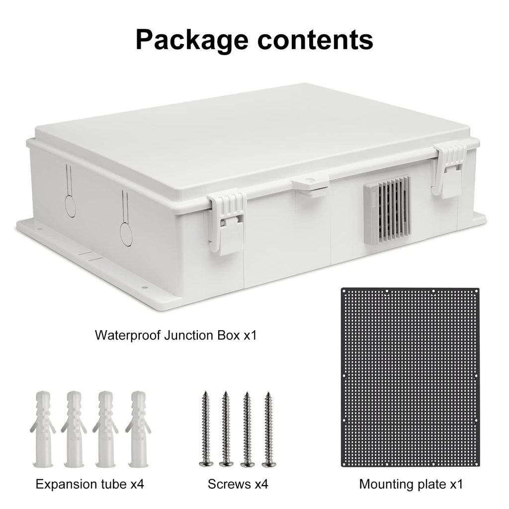 Namunanee Outdoor Electrical Junction Box, ABS Water Resistant Enclosure with Internal Mounting Panel & Hinged Cover, 9.2" H* 7" L* 4.6" W