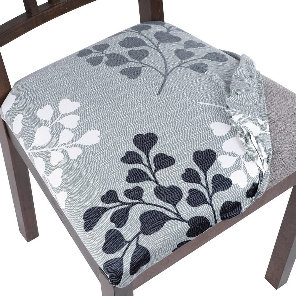 SearchI Seat Covers for Dining Room Chairs Stretch Printed Chair Seat Covers Set of 2, Removable Washable Upholstered Chair Seat Protector Cushion Slipcovers for Kitchen, Office(Ball Flower)