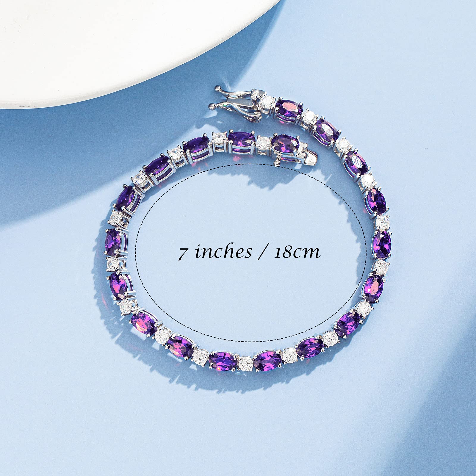 FANCIME Birthstone Bracelets Sterling Silver Tennis Bracelets Charm Fine Jewelry Birthday Gifts for Women 7"
