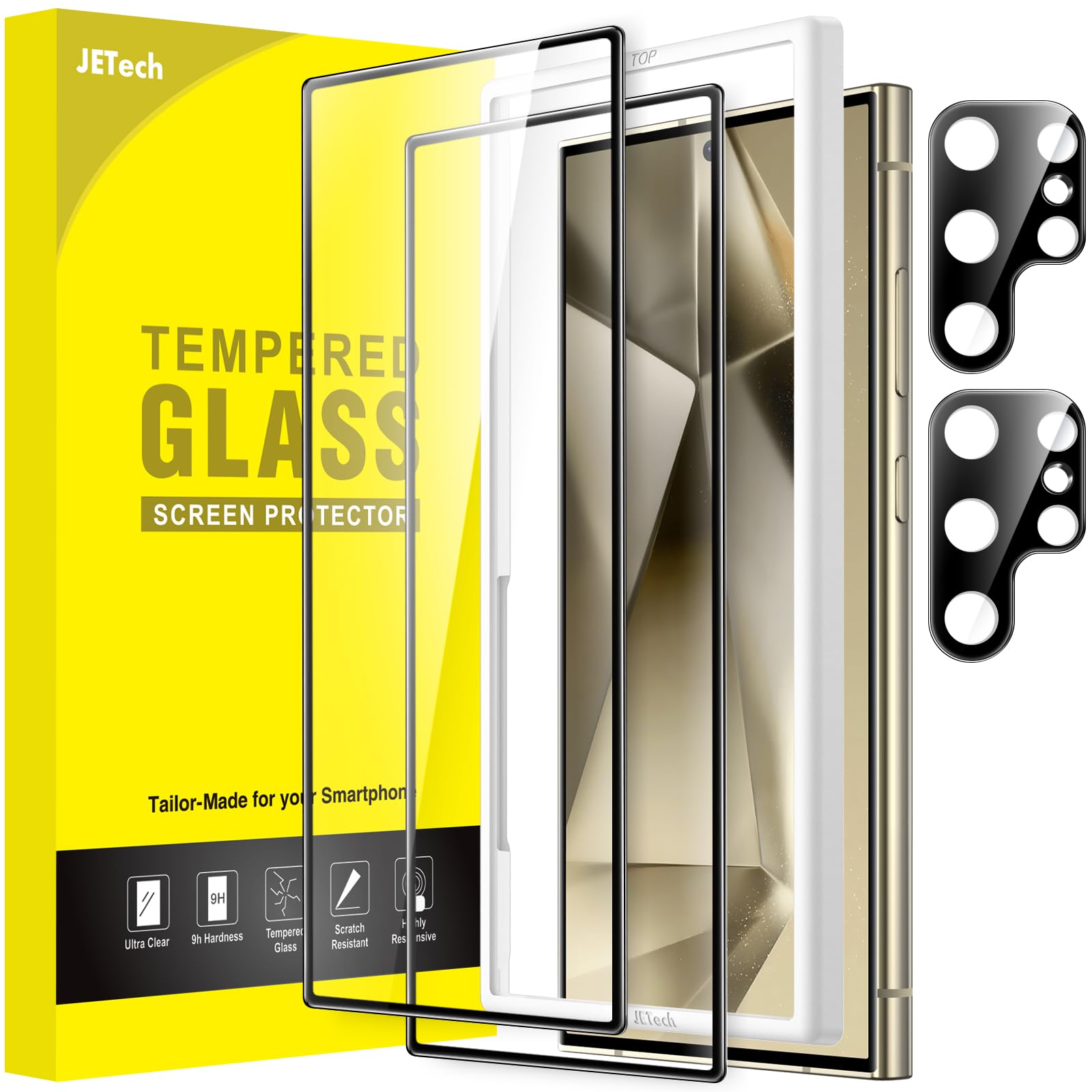 JETech Screen Protector for Samsung Galaxy S20 FE 6.5-Inch with Camera Lens Protector, Tempered Glass Film, Fingerprint ID Compatible, HD Clear, 2-Pack Each