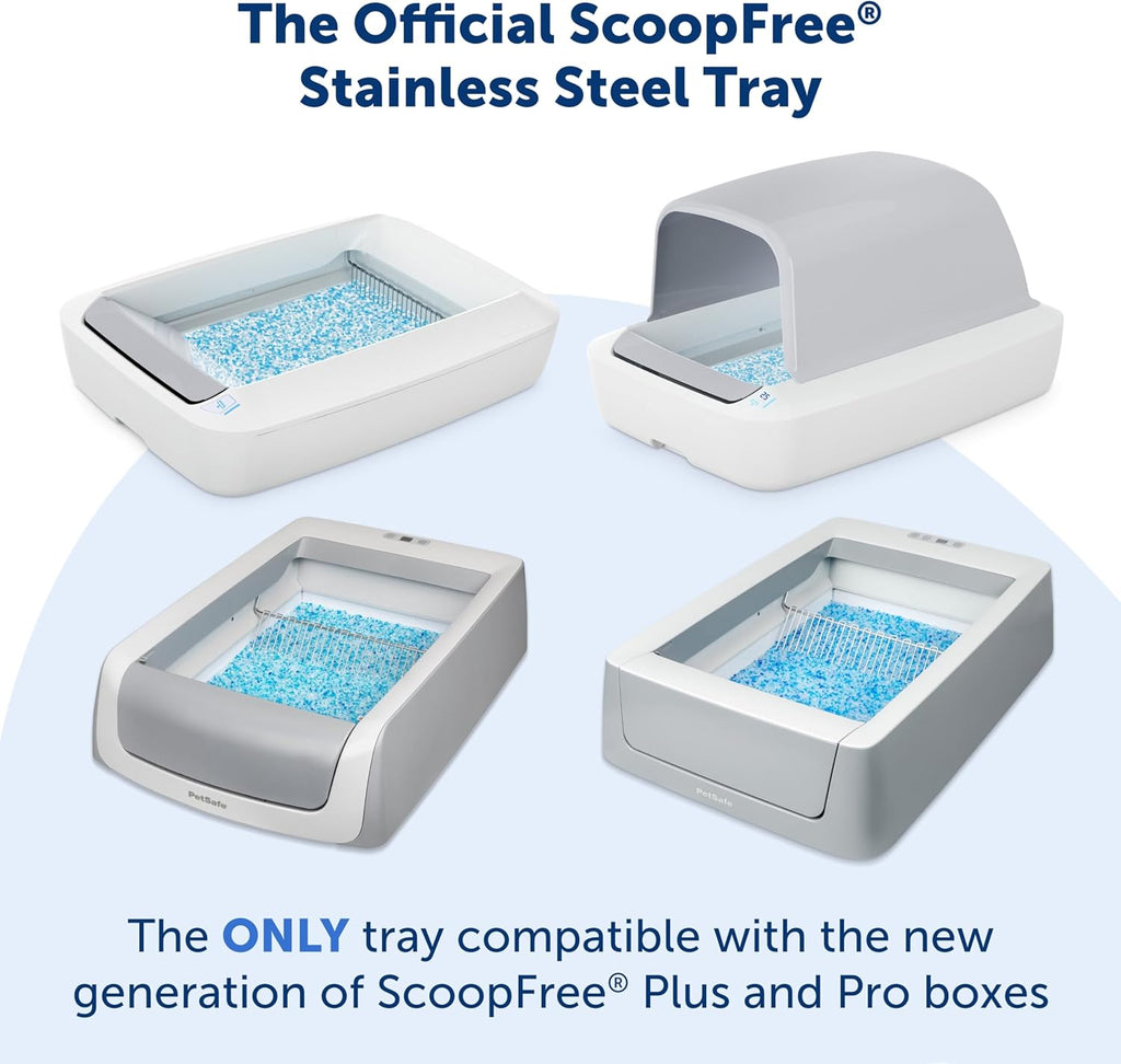 PetSafe ScoopFree Official Stainless Steel Reusable Tray - Includes 4.3 lb. of Premium Non-Clumping Crystal Cat Litter, Fresh Scent