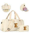 Elilier Initial Travel Duffle Bag Women Girls Gift: Personalized Weekender bags, Dance Cheer bag Sports for Girl, Kid Gymnastics Bags, Birthday Gifts for Women Girls Kids Teens Mom Teacher