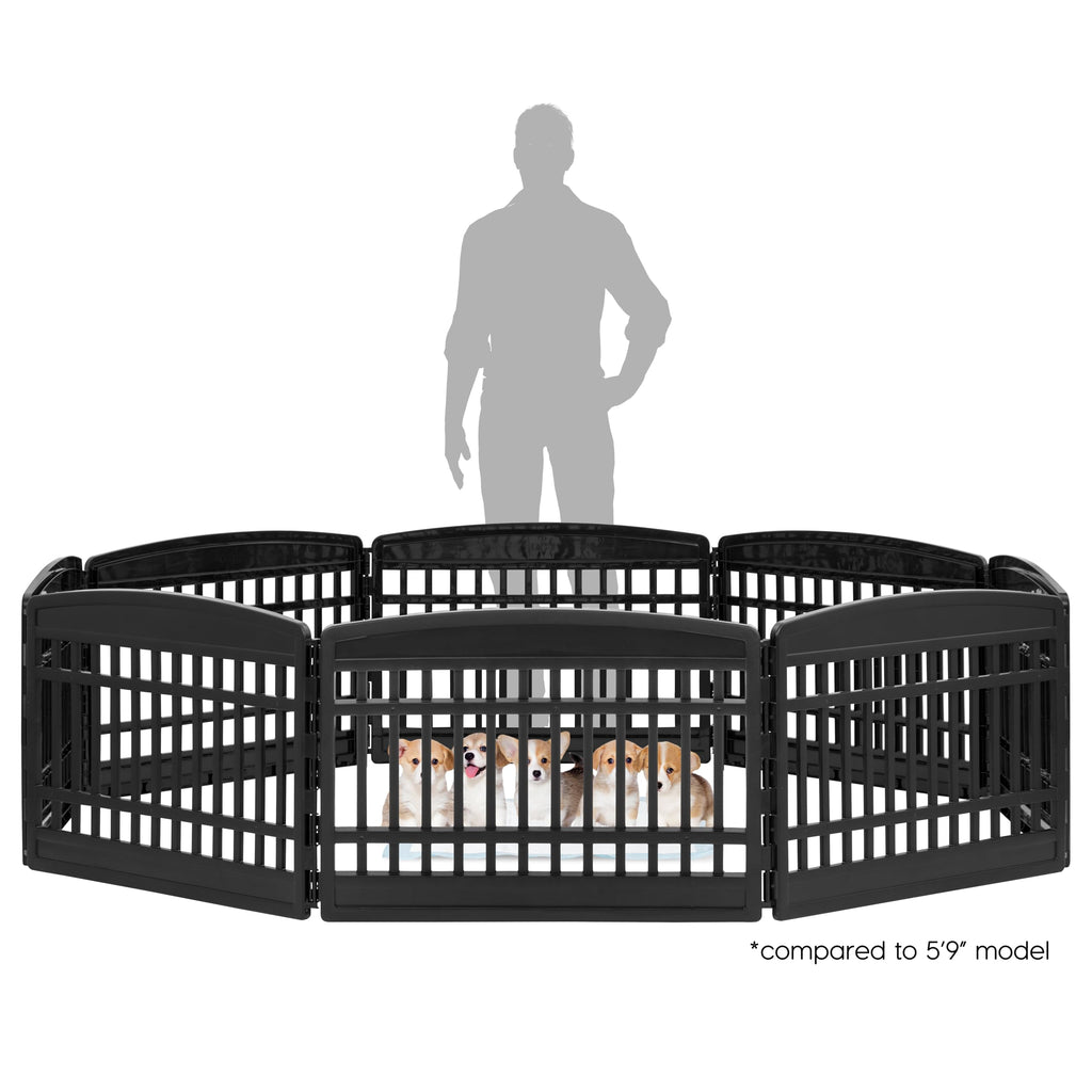 IRIS USA Dog Playpen 24" 4-Panel Puppy Playpen, 35 x 35 x 24, Dog Playpen, Dog Play Pen Indoors, Pet Fence, Puppies/Small Dogs, Black