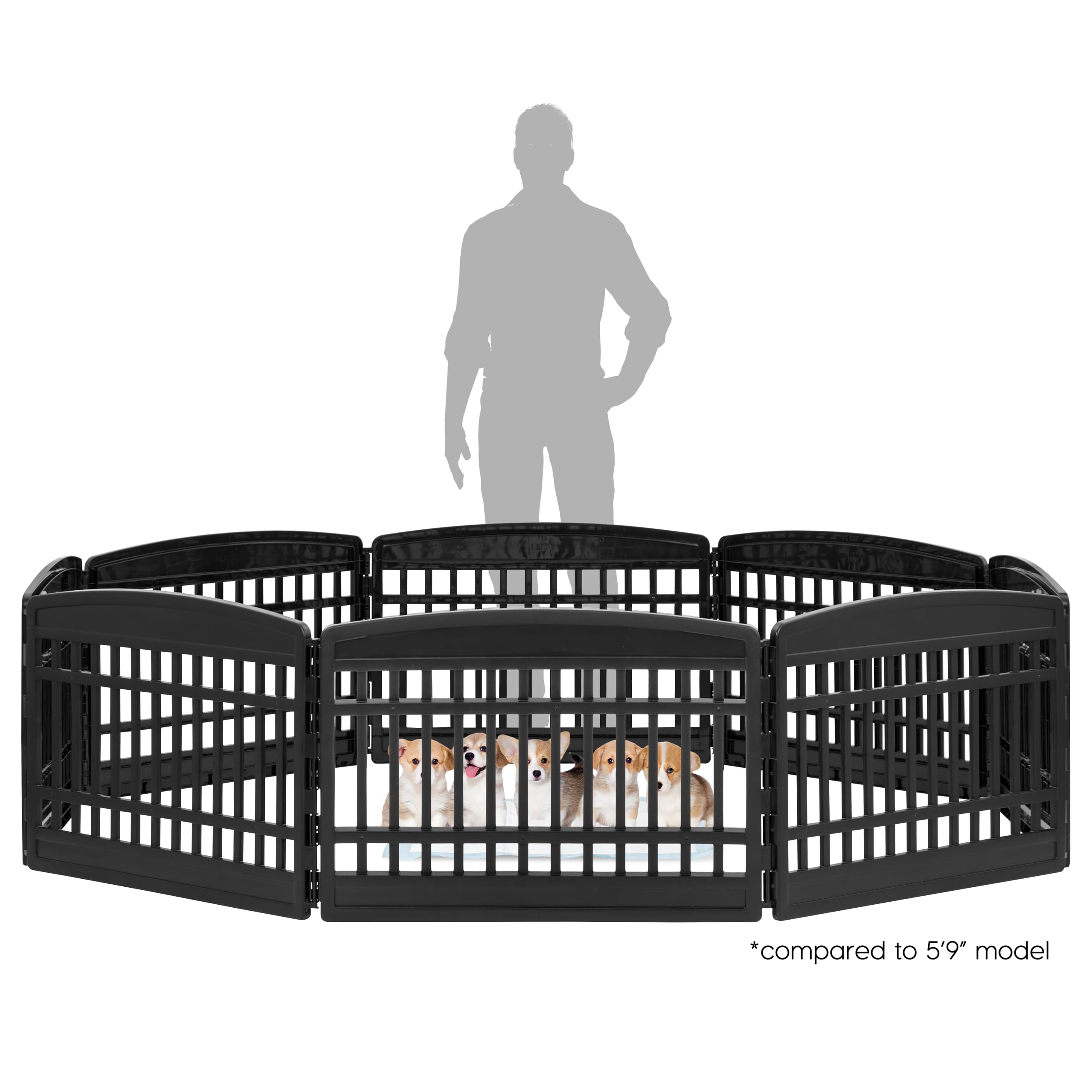 IRIS USA Dog Playpen 24" 4-Panel Puppy Playpen, 35 x 35 x 24, Dog Playpen, Dog Play Pen Indoors, Pet Fence, Puppies/Small Dogs, Black