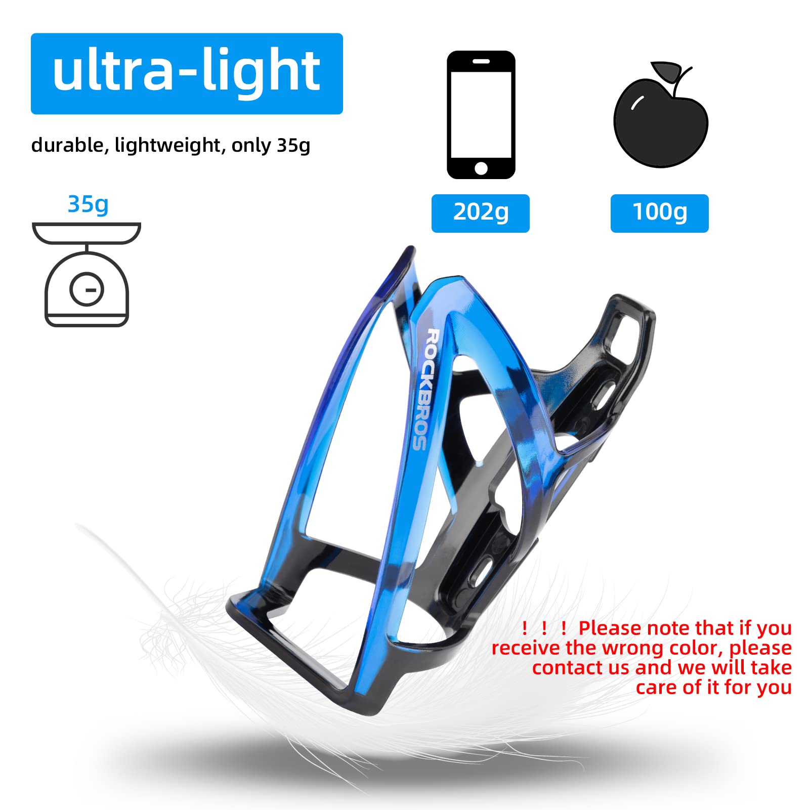 ROCKBROS Bike Water Bottle Holder Ultra-Light Bicycle Bottle Cages with Screws Tool, Universal Bike Cup Holder Rack for Road MTB Bikes…