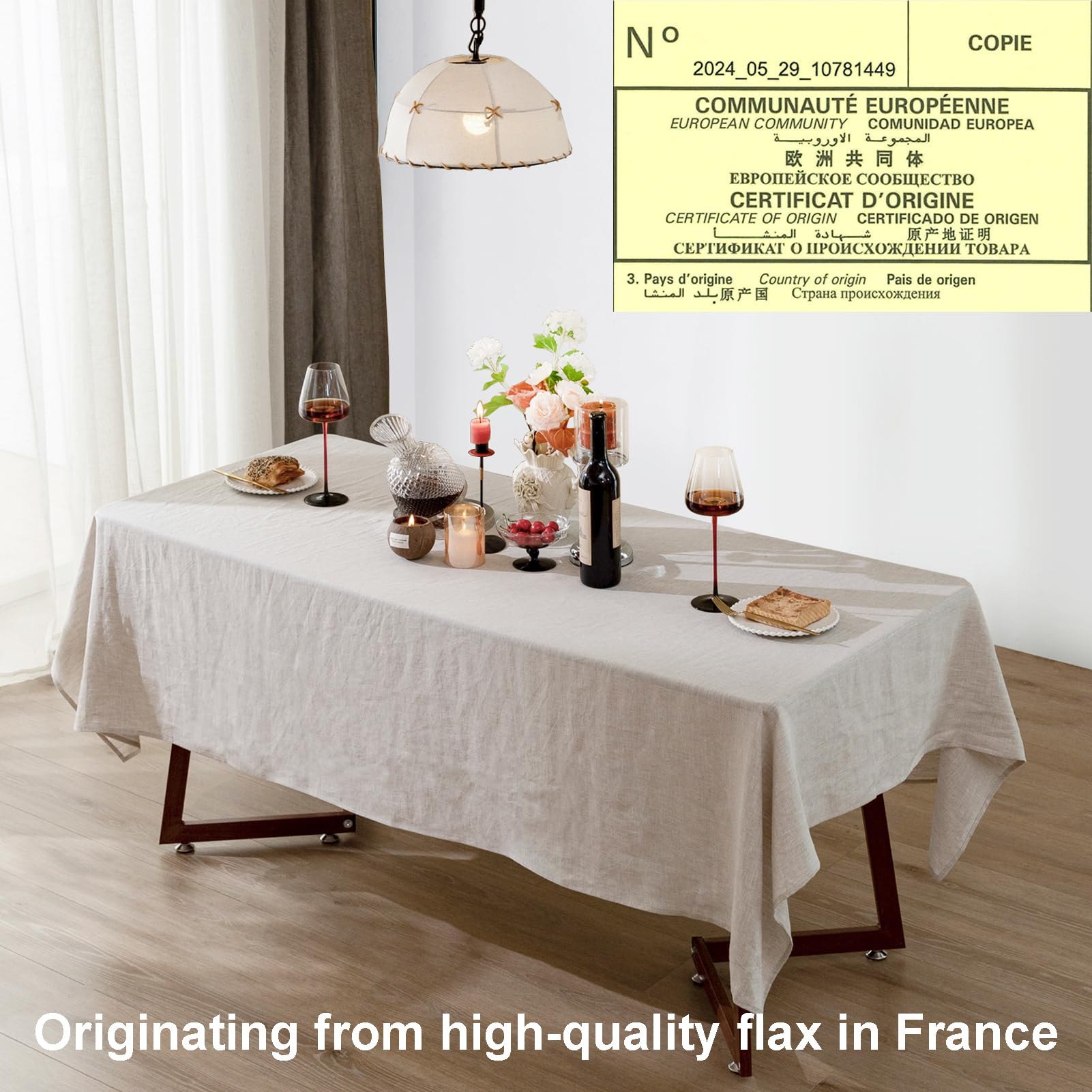 Talasily Linen Tablecloth 100% Pure Linen Table Cloth 60x84 Inches Rectangle Tablecloths Washable Cloths for Kitchen, Dining, Buffet Parties, Holidays, Picnic, Weddings and Restaurants-Caramel