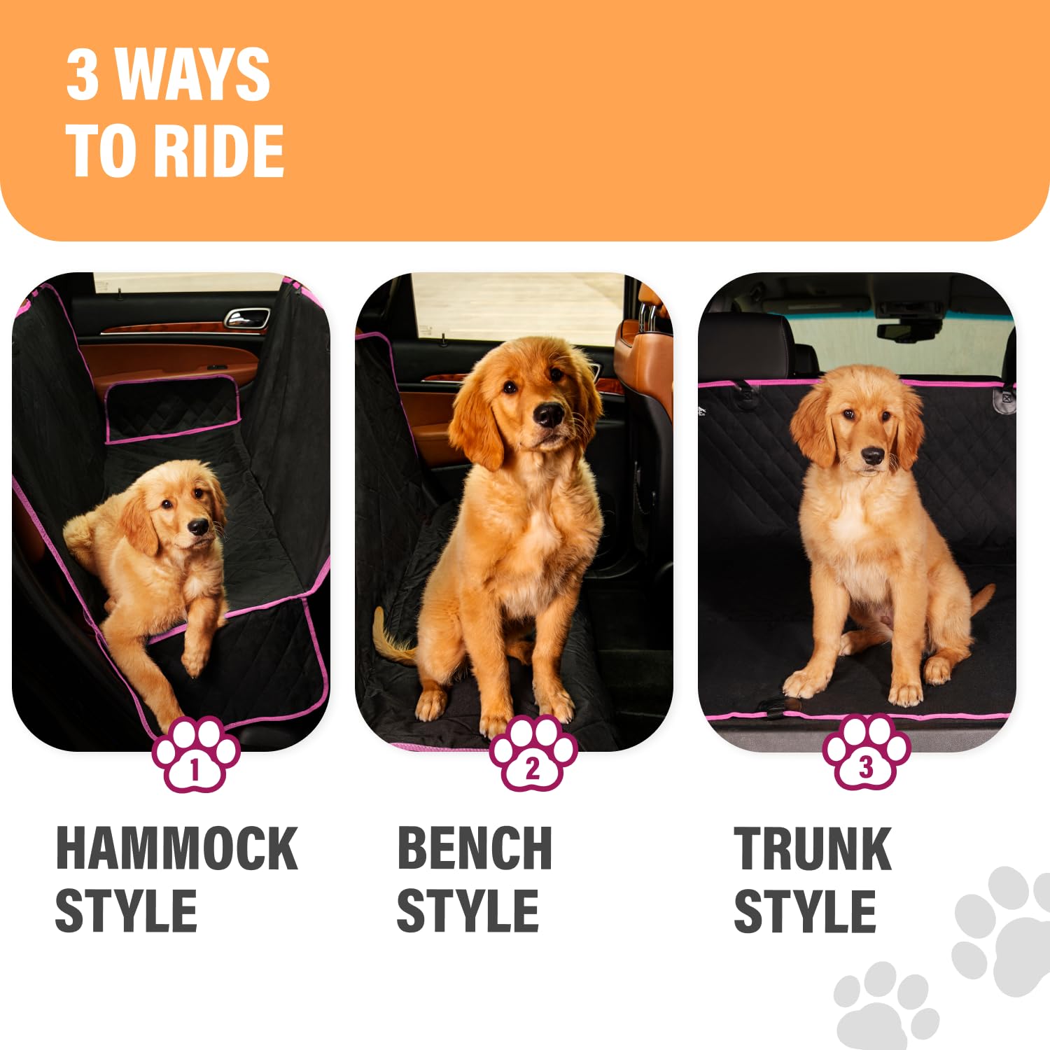 Active Pets Beige XL Dog Car Hammock Back Seat Cover, Waterproof Backseat Cover Protector for Truck Bench Rear of Sedans or SUVs, Essential Pet Supplies Vacuum or Wipe Clean, Machine Washable