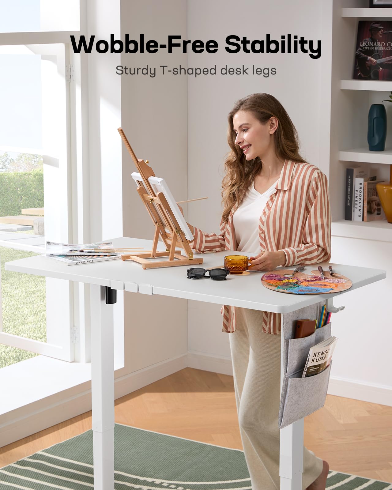 Marsail Standing Desk,Home Office Adjustable Heights Desk,Stand Up Desk,63x24 Inches Desktop Sit Stand Gaming Computer Desk for Study,Writing with 4 Memory Presets,Headphone Hook,Cable Organizer