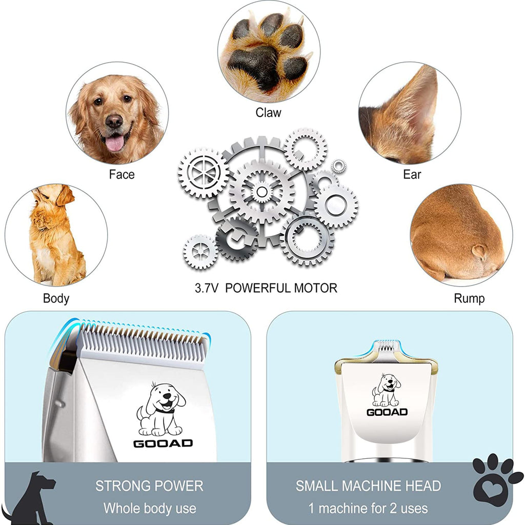 Dog Clippers Grooming Kit and Paw Trimmer,Cordless,Low Noise, Electric Quiet,Rechargeable, Dog Trimmer Grooming, Pet Hair Clippers for Thick Coats,Shaver for Small and Large Dogs Cats(Black)