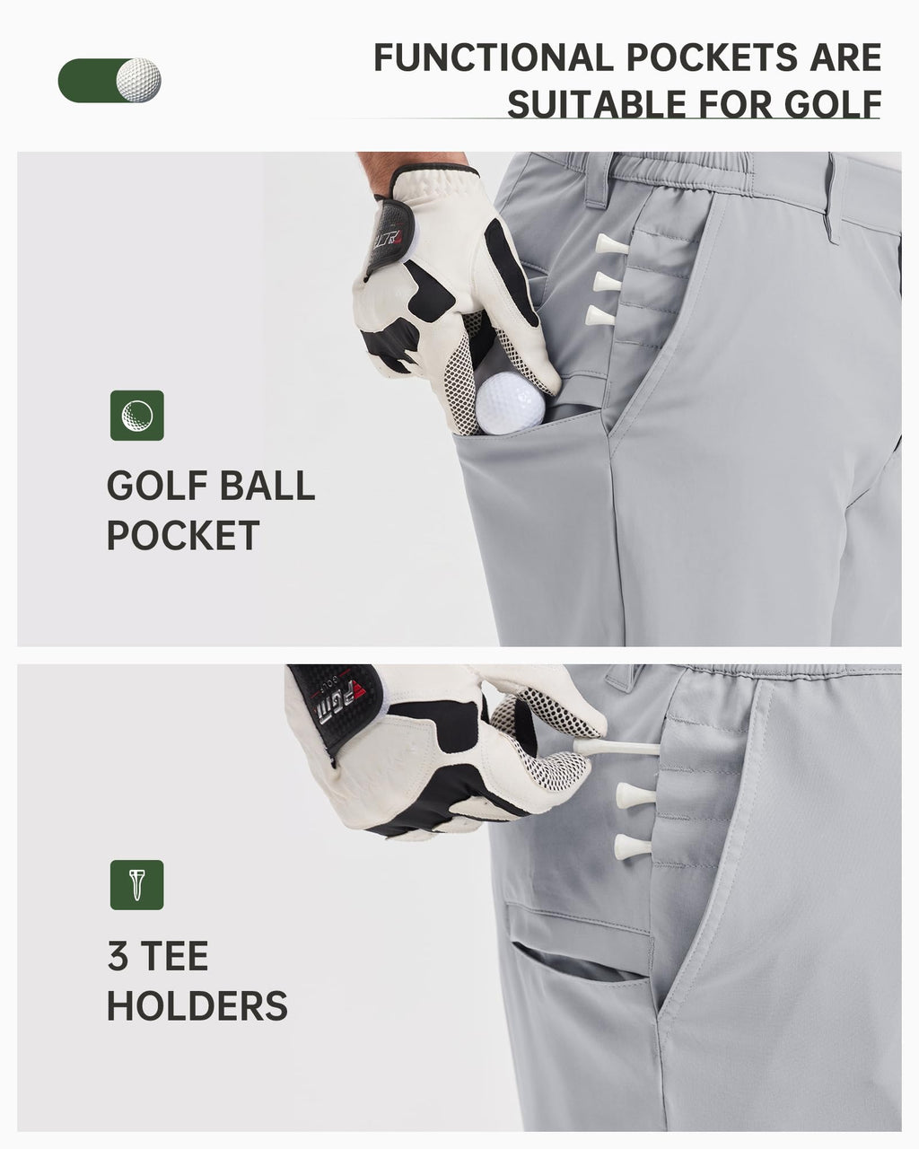 33,000ft Men's Golf Shorts 9" Dry Fit Stretch Golf Short UPF 50+ Lightweight Flat Front Golf Shorts with Pockets