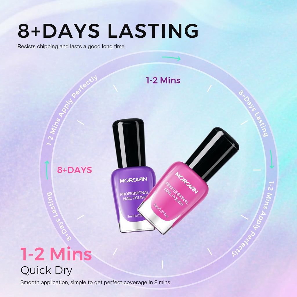 Morovan 15 Bright Color 0.27oz Air Quick Dry Long Lasting Nail Polish Gift Set for Women