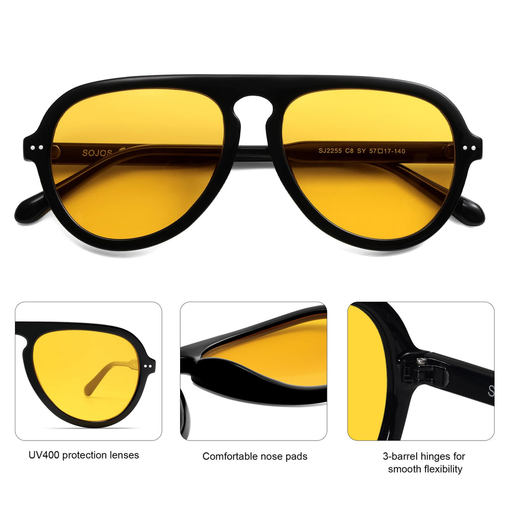 SOJOS Retro Aviator Sunglasses Womens Mens Vintage Plastic Frame Shades Lentes De Sol Para Mujer SJ2255