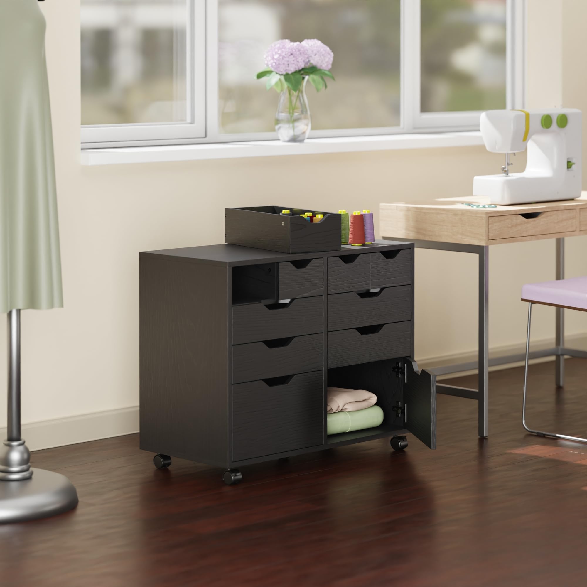Winsome Halifax Mobile Storage Cabinet with Doors & Drawers, Stylish & Functional Home Storage Cabinet for Filing, Kitchen Organization, Moveable Furniture for Office, Dorms, Apartments