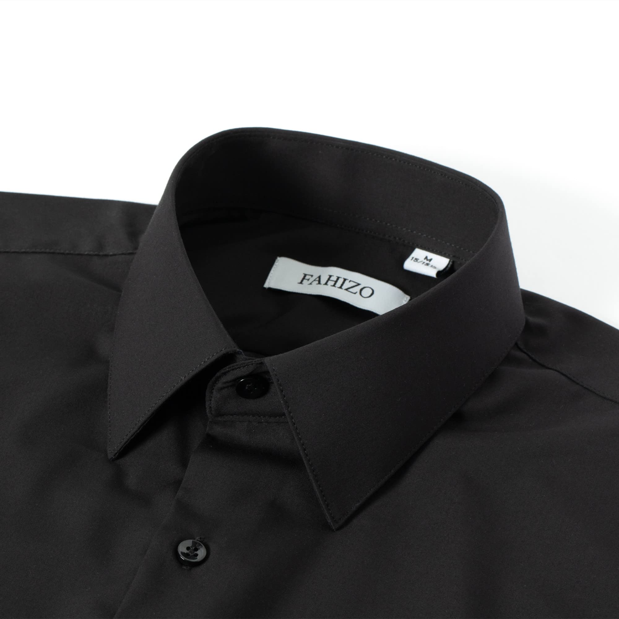 FAHIZO Men's Dress Shirt Casual Regular Fit Stretch Solid Long Sleeve Button Up Shirts