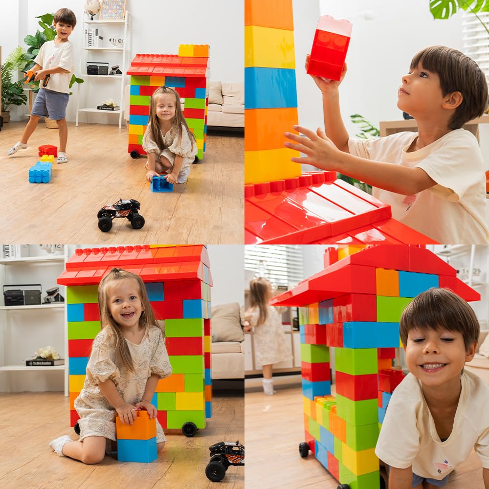PLATPORTS 48-Piece Jumbo Big Building Blocks – Giant XL Large Plastic Blocks for Kids Ages 2–8, Indoor & Outdoor Construction Play Set