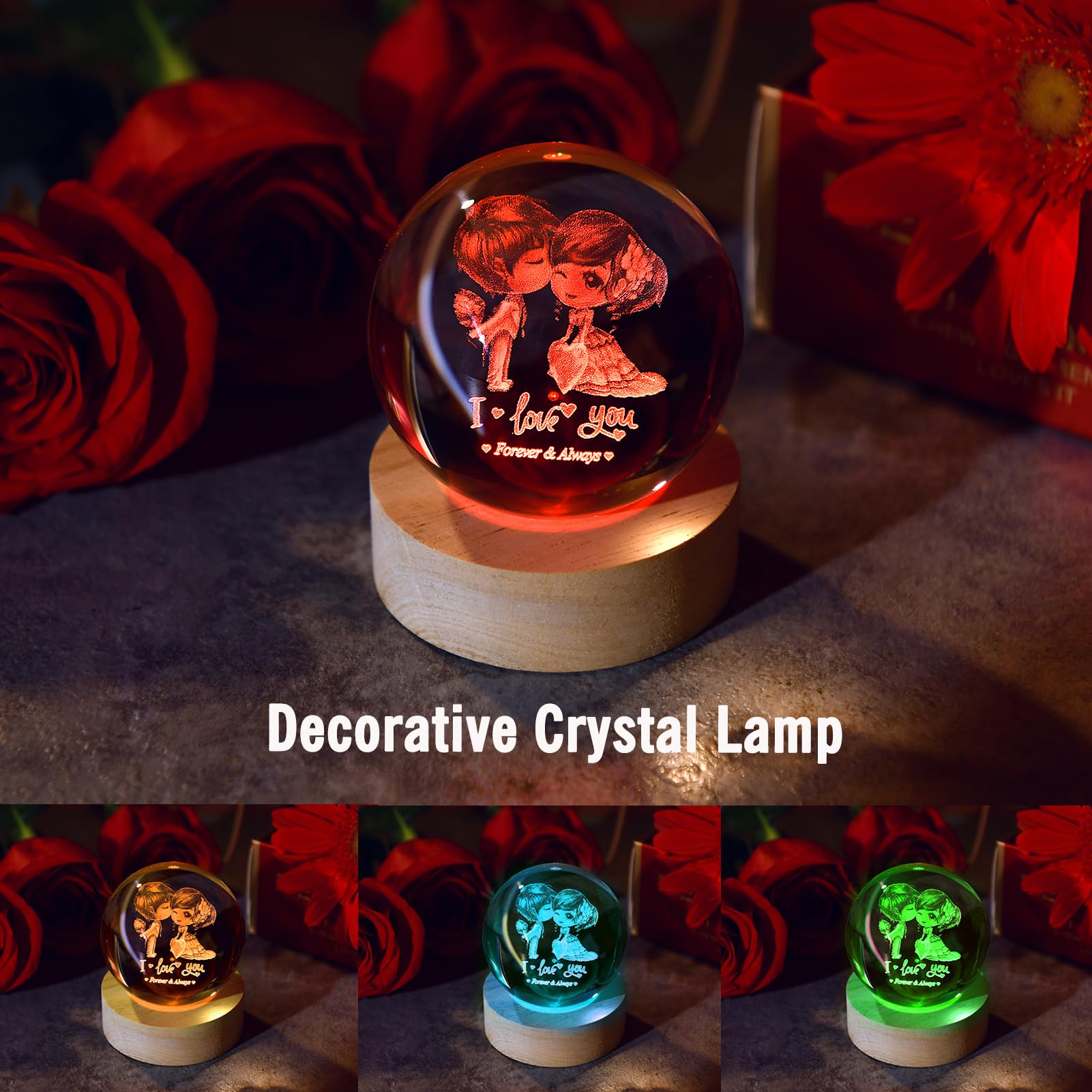 IFOLAINA Butterfly Crystal Ball Gifts Ideas for Girlfriend Wife Mom Couple Her Bithday Mothers Day 3D Butterfly on Sunflower Night Light Decorative Globes Room Decor