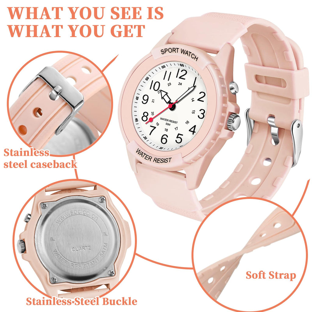 PROKING Waterproof Nurse Watch for Medical Professionals Students Women Men, Night Light, 12/24 Hour Military Time Easy to Read Dial, Second Hand Watch for Nursing Day Gifts