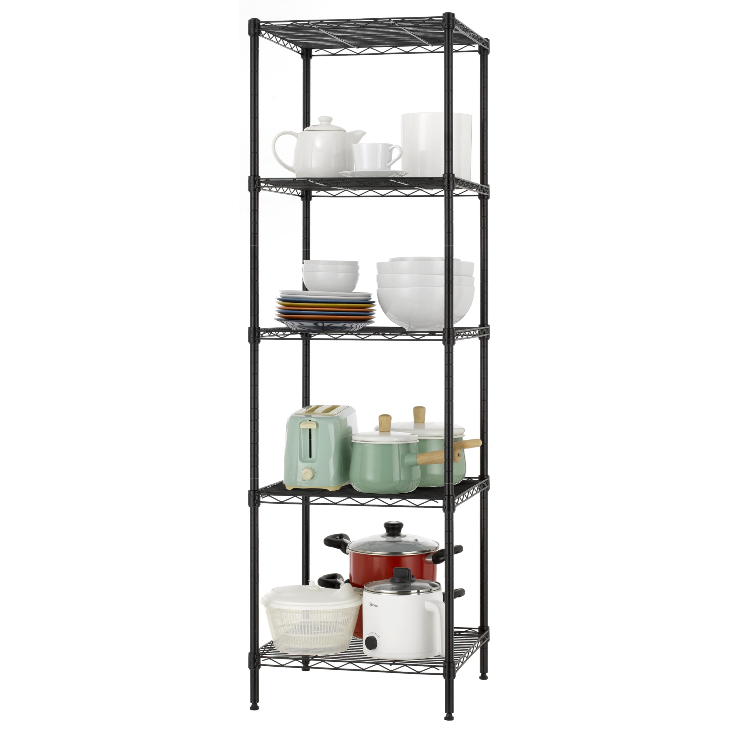 Finnhomy Heavy Duty 5 Tier Wire Shelving Unit, 18x18x59-inches 5 Shelves Storage Rack, Metal Shelving with Thicken Steel Tube, NSF Certified, Chrome