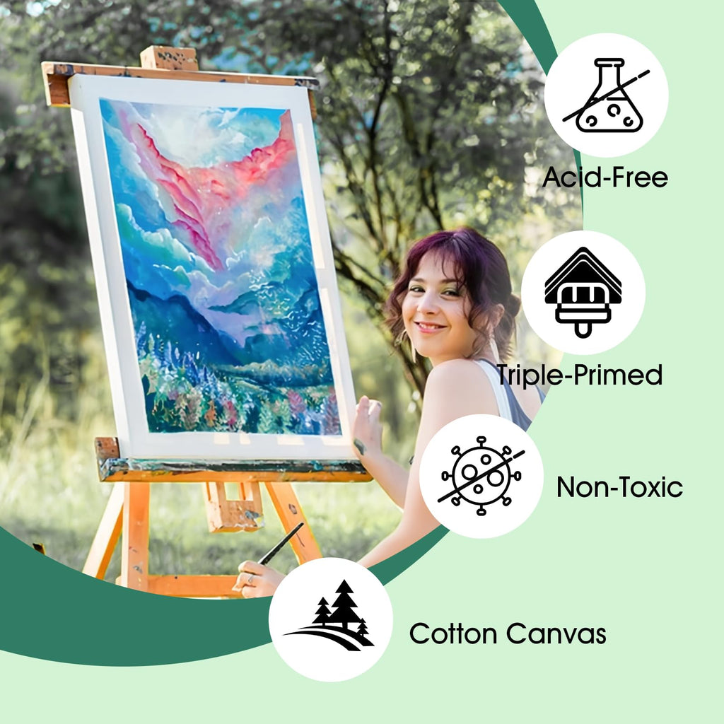 ESRICH Stretched Canvas for Painting 5x7, 48 Pack Small Canvases for Painting 5/8" Profile Primed Acid-Free Blank Painting Canvas for Kids & Artists for Decorations, Painting Parties.
