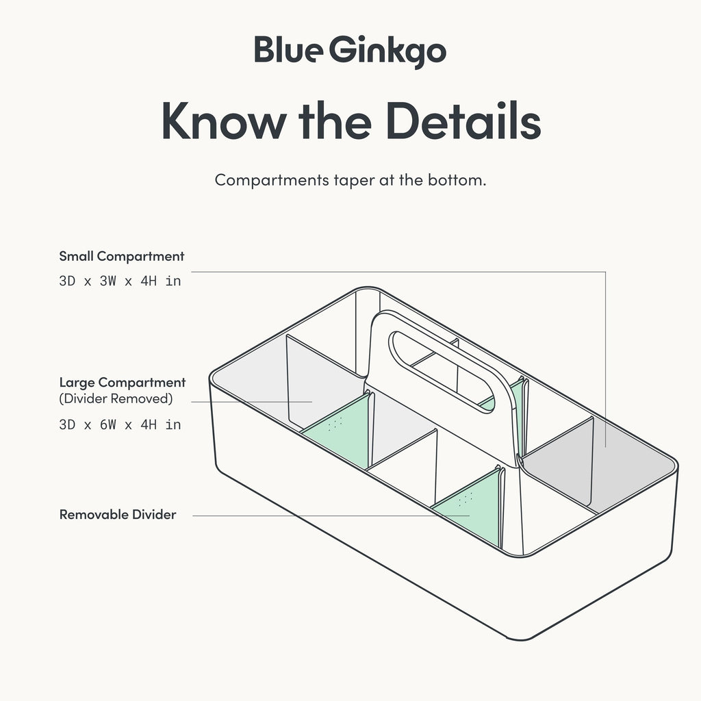 BLUE GINKGO Stackable Organizer Caddy – Korean-Made Portable Tote for Bathroom, Office, Crafts, or School Supplies (Long Rectangle, Blue)