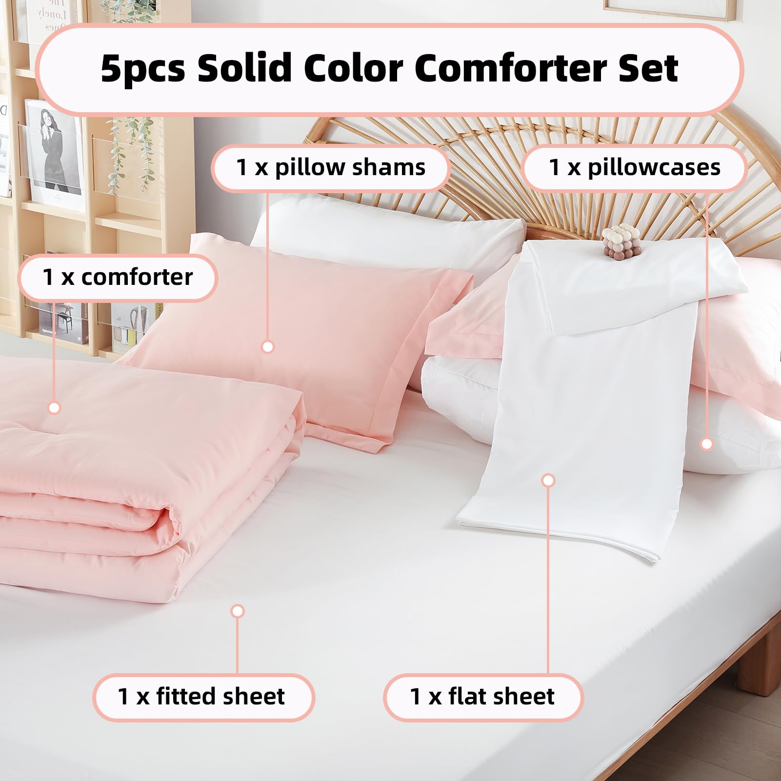 weigelia Twin Comforter Set 5 Pieces Beige Bed in A Bag Soft Queen Bedding Set Lightweight Comforter Set for Women and Men（Comforters, Flat & Fitted Sheets, Pillowcases & Shams）