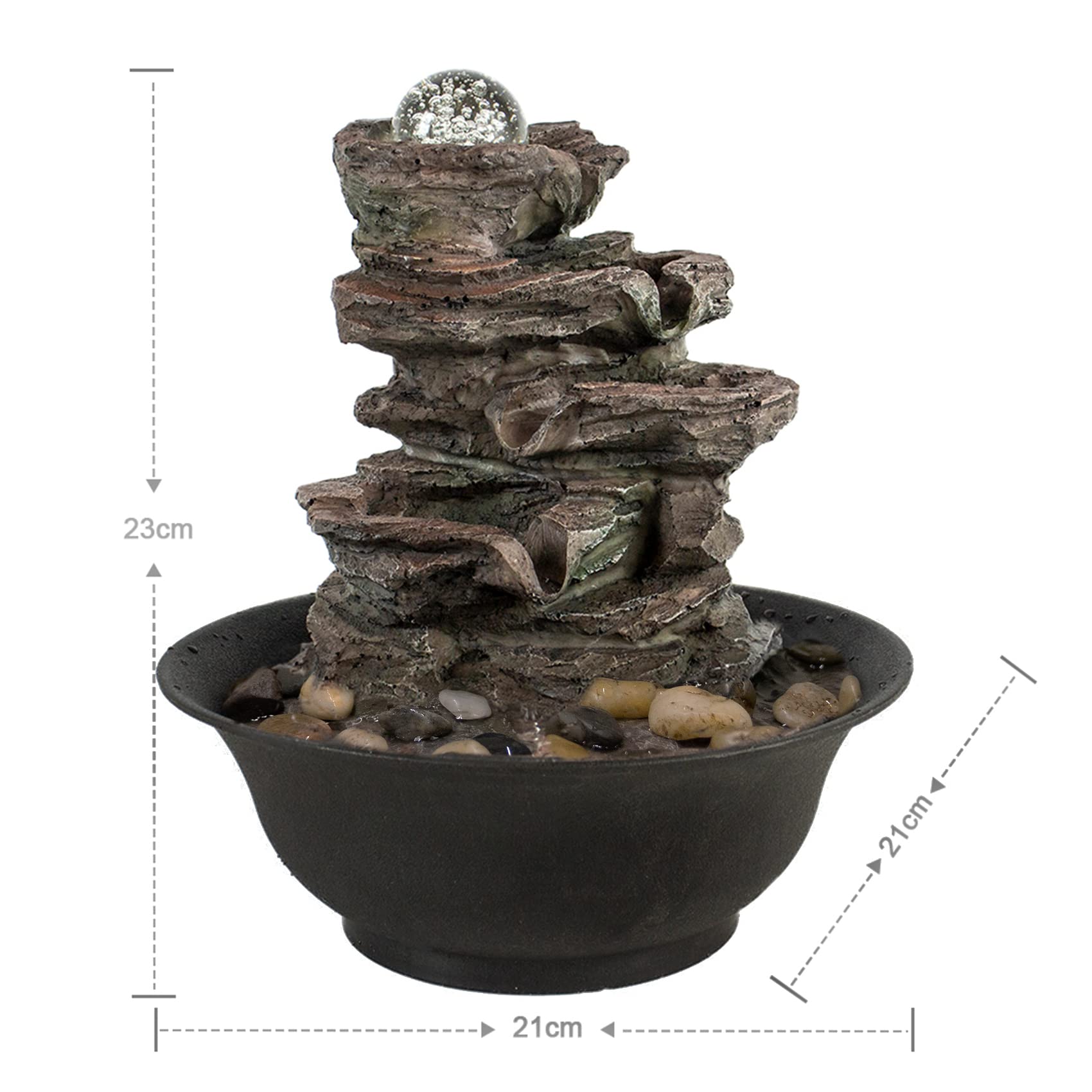 Ferrisland Tabletop Water Fountain, Zen Meditation Indoor Waterfall Fountain, Heart Shape Decoration with LED Light for Home Office Bedroom Relaxation Decor, Gift Ideas