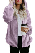 ReachMe Womens Oversized Sherpa Jacket Fuzzy Fleece Zip Up Hoodies with Pockets Warm Fall Outfits Winter Coats