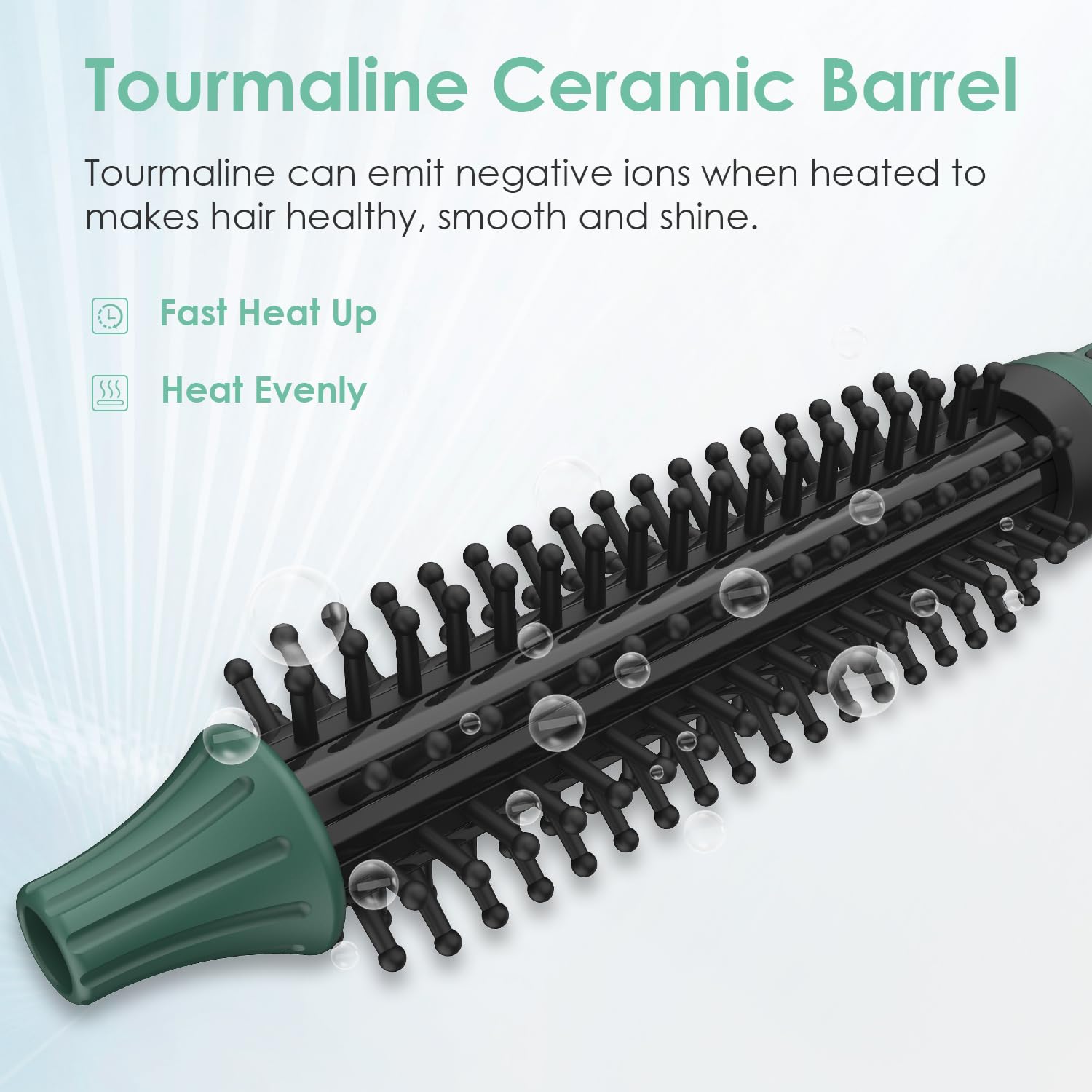 BANGMENG Mini Thermal Round Brush, 0.35 Inch Barrel Volume Heat Styling Brush for Men and Women Short Thin Curly Straight Hair, Heated Curling Iron,12 Temperature Setting (0.95 Inch with Bristles)