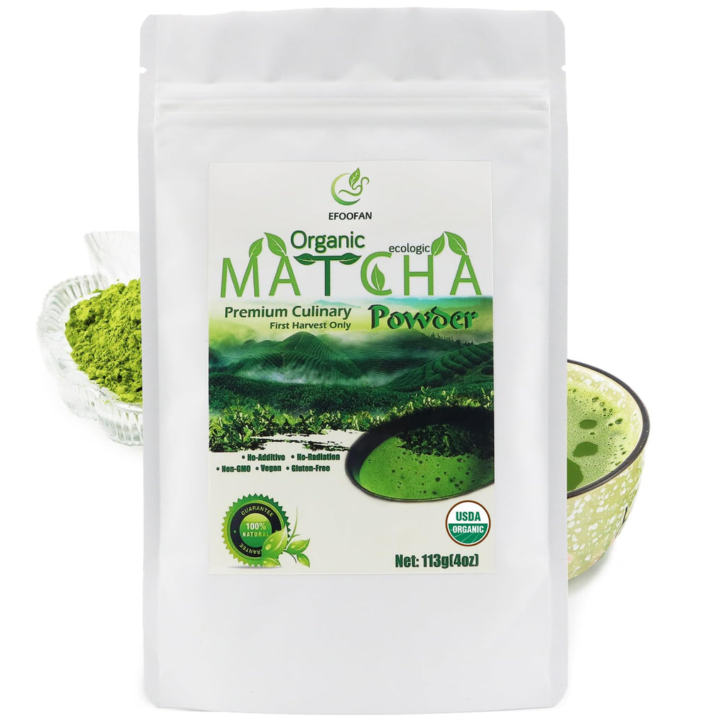 EFOOFAN USDA & COR Certified Organic Ceremonial Grade Matcha Powder – First Harvest Shade-Grown Tencha from Hangzhou, Vibrant Jade Green & Smooth Umami, No Sugar, Ideal for Traditional Tea or Latte (45g Tin)