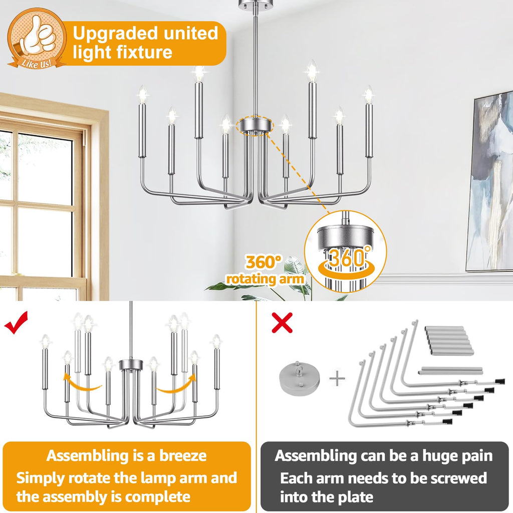 Rustic Black Chandelier, 6-Light Antique Farmhouse Chandelier for Dining Room Lighting Fixtures, Vintage Candle Pendant Light Fixtures Chandeliers for Dining Room Bedroom, Foyer and Living Room
