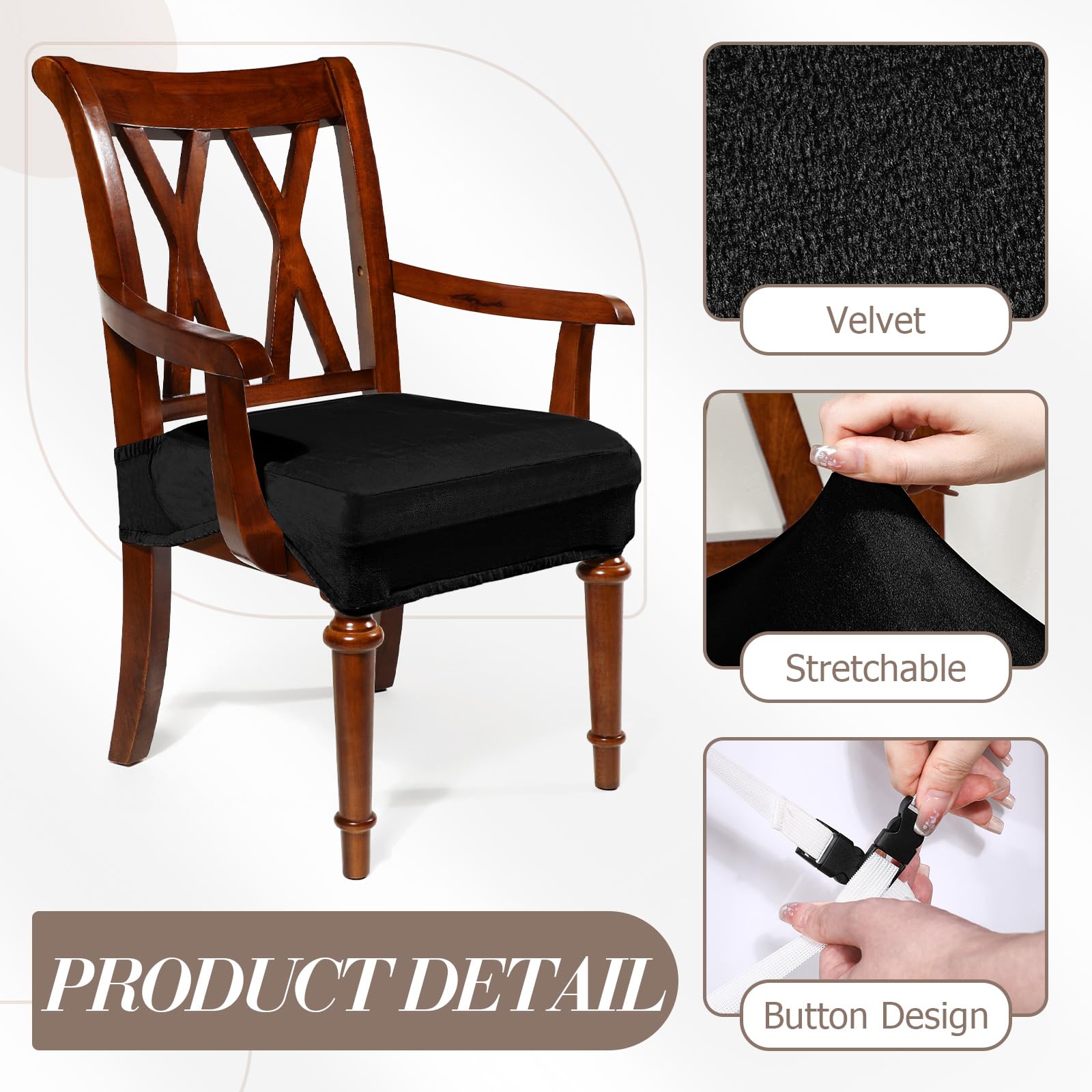 Havawish Large Dining Room Chair Seat Covers with Armrest Dining Chair Slip Covers Protectors(1 Pcs,Beige White)