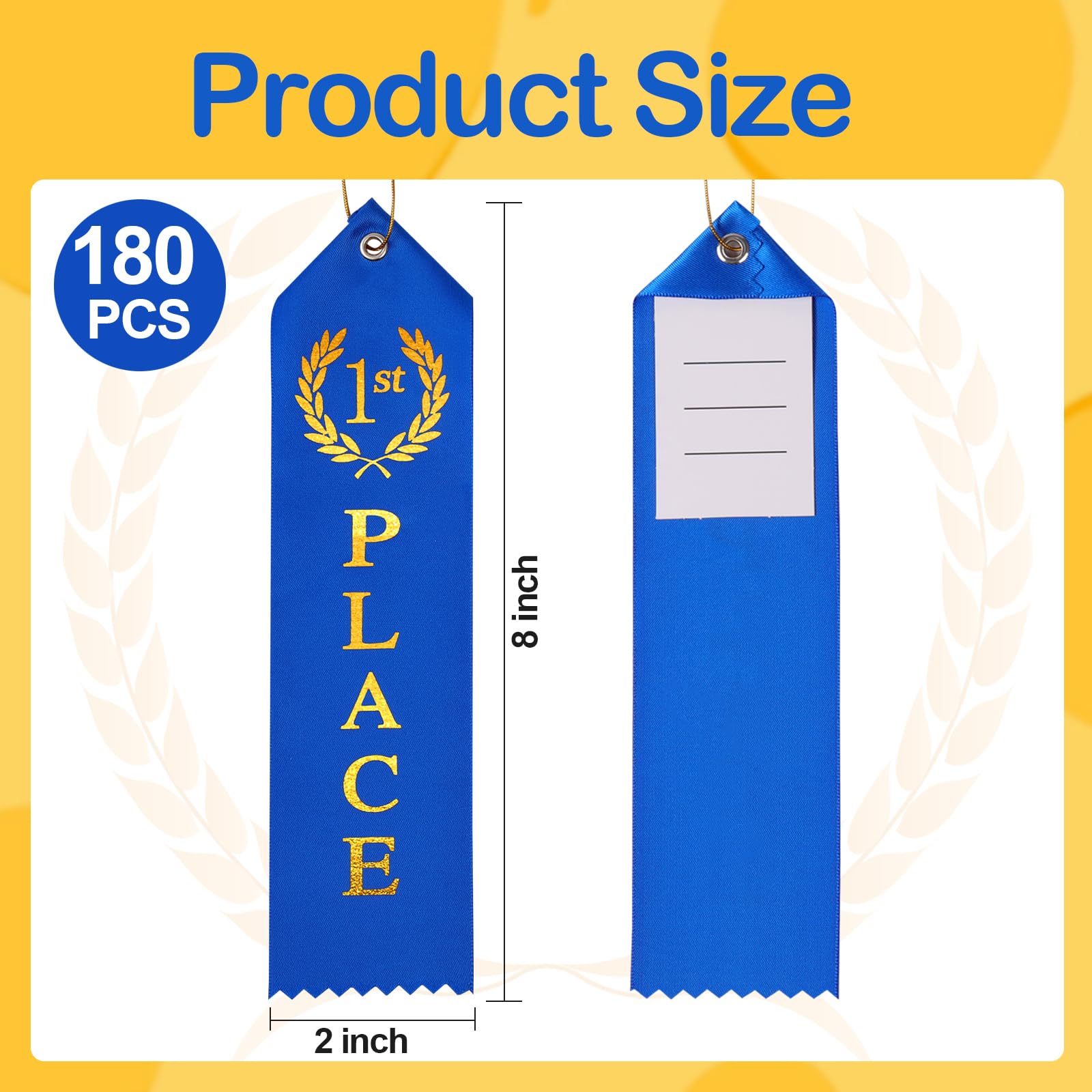 36PCS Award Ribbons, Medal Ribbons for 1st, 2nd, 3rd Place, Event Card & Rope Included, Perfect for Competitions, Sports Events, School Challenges, Vibrant Blue, Red, and White