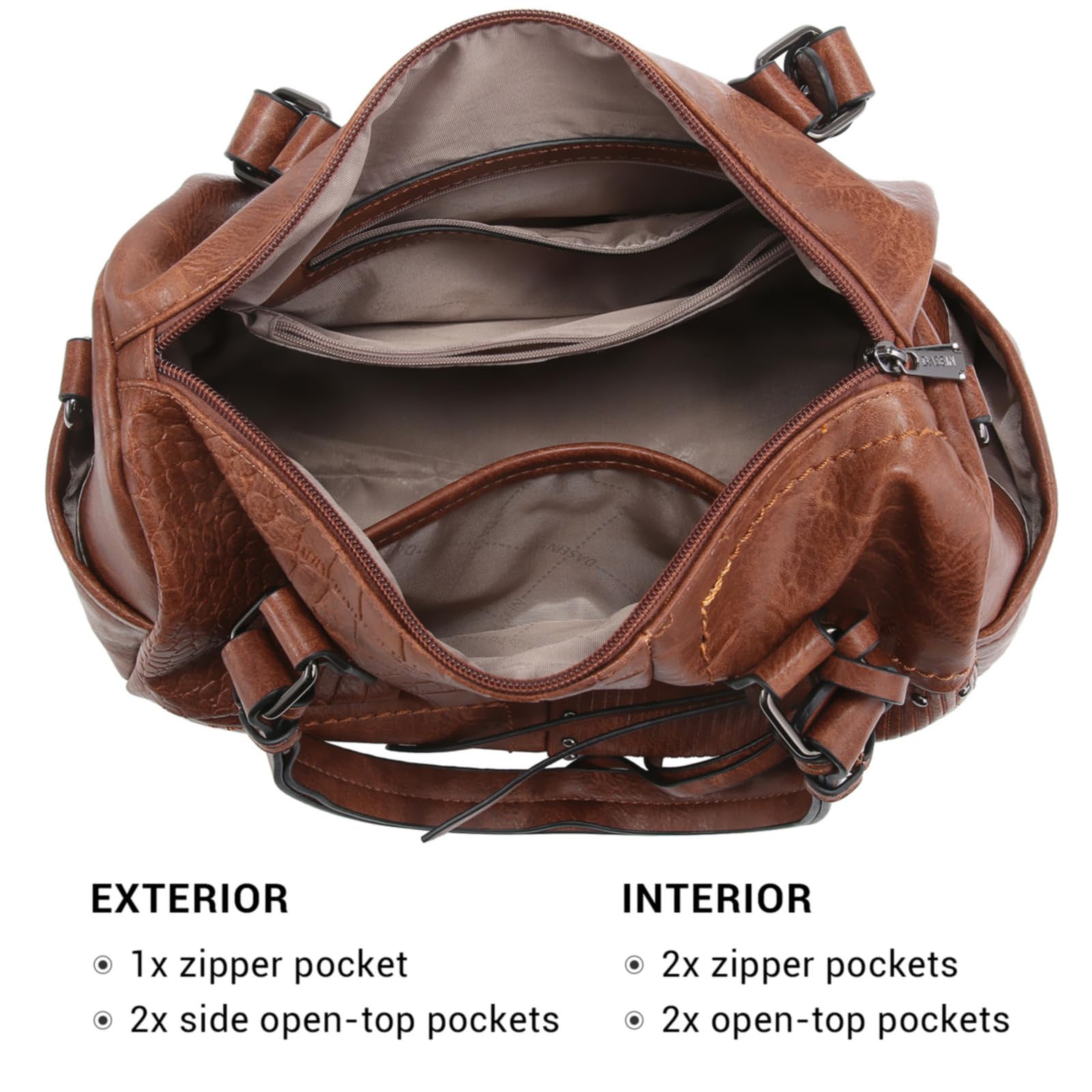 Dasein Women Soft Vegan Leather Barrel Bags Large Hobo Top Handle Work Totes Satchel Handbags Shoulder Purse